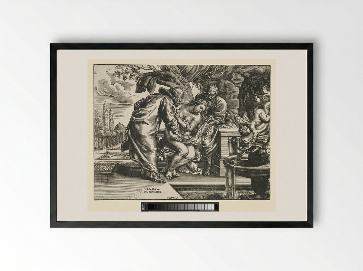 Susanna and the Elders - Christoffel Jegher - Framed Print Black