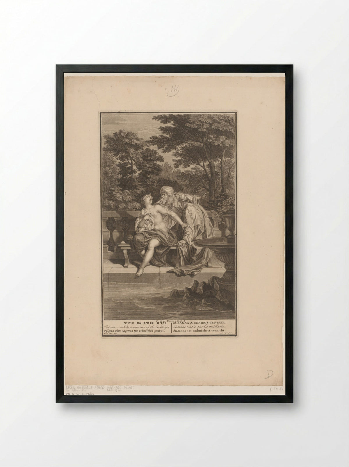 Susanna and the Elders - Louis Surugue - Framed Print Black