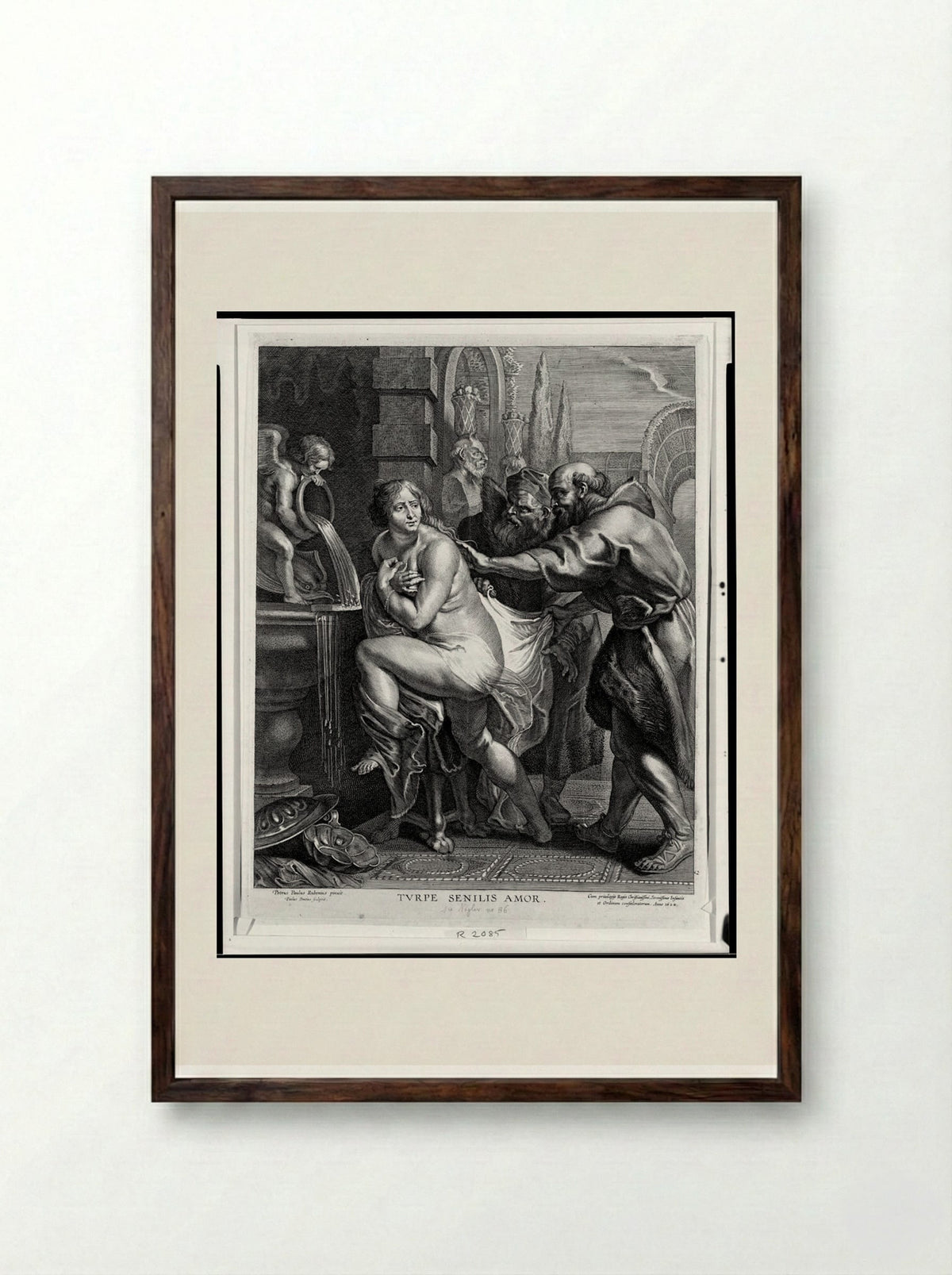 Susanna and the Elders - Paulus Pontius - Framed Print Dark Wood