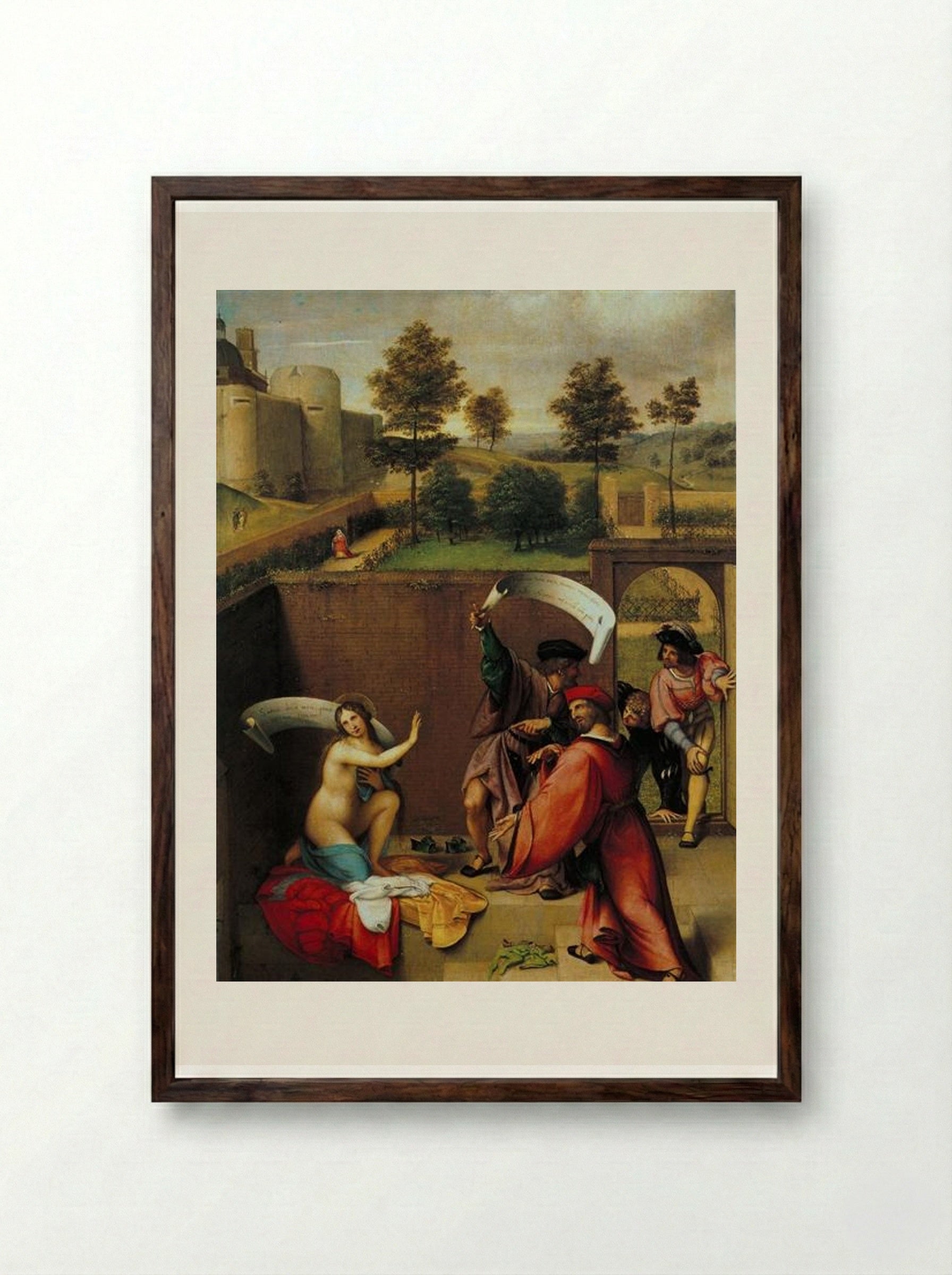 Susanna and the Elders - Lorenzo Lotto - Framed Print Dark Wood