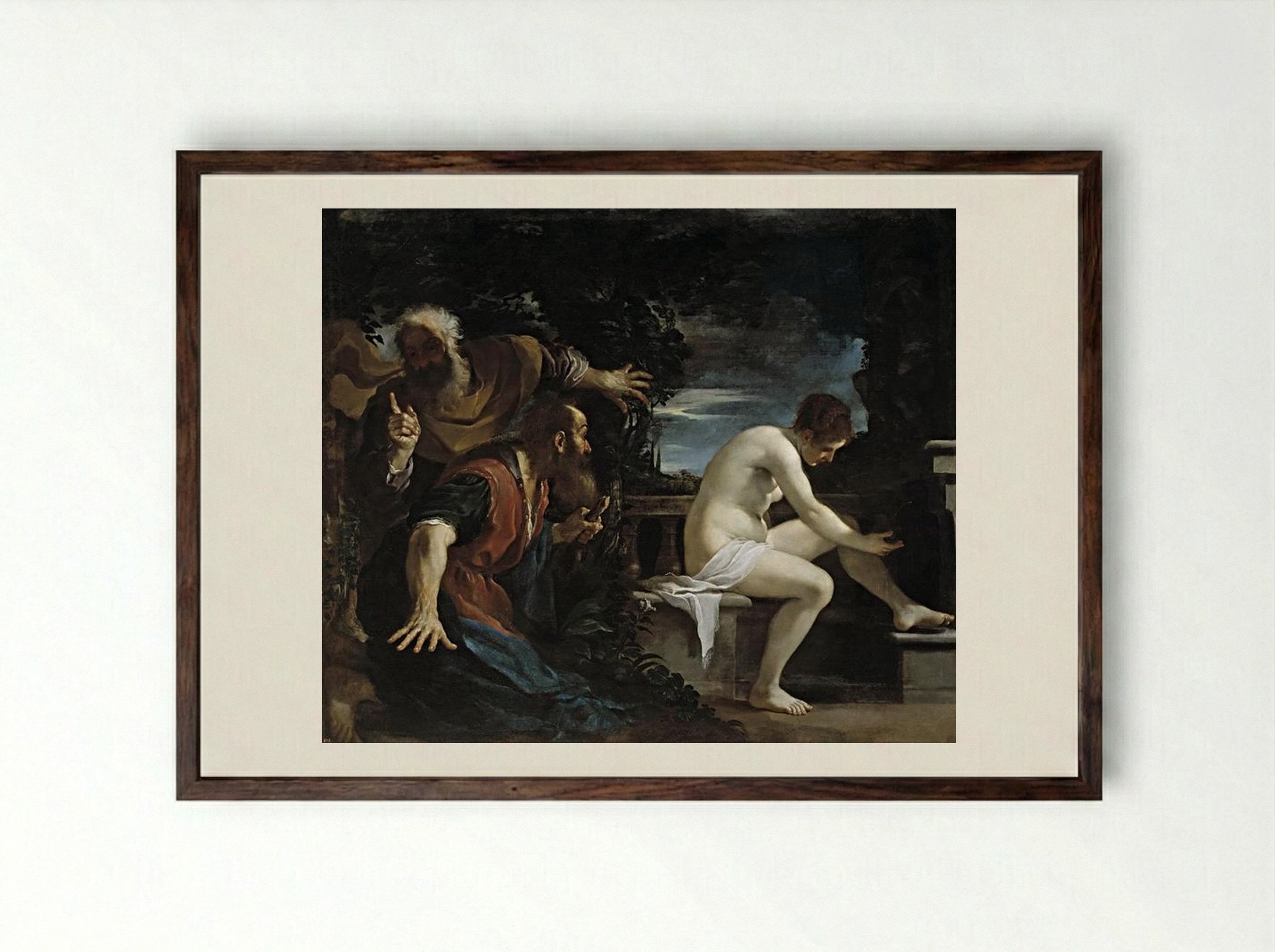 Susanna and the Elders - Guercino - Framed Print Dark Wood