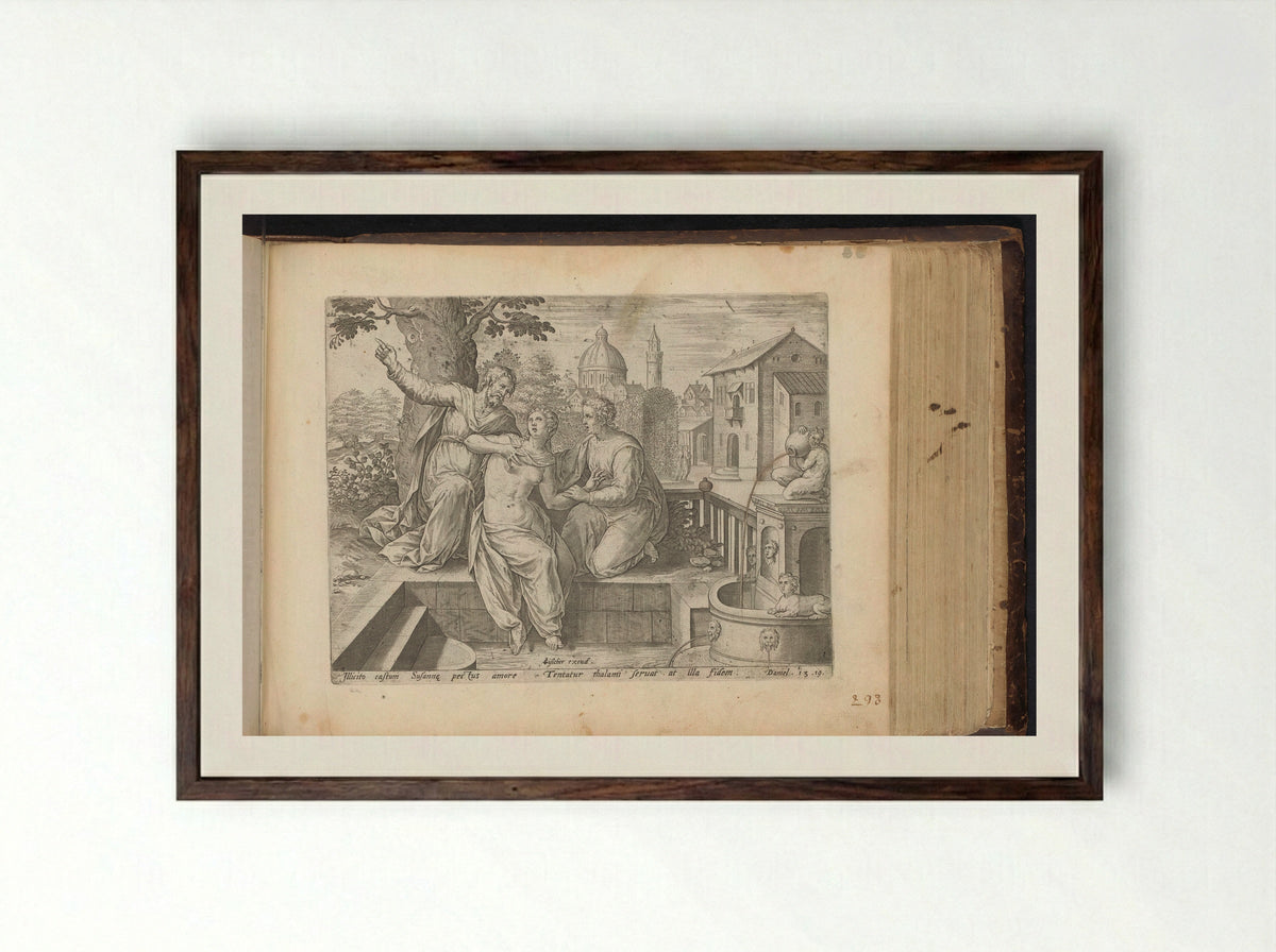 Susanna and the Elders - Fine Art Print - Framed Print Dark Wood