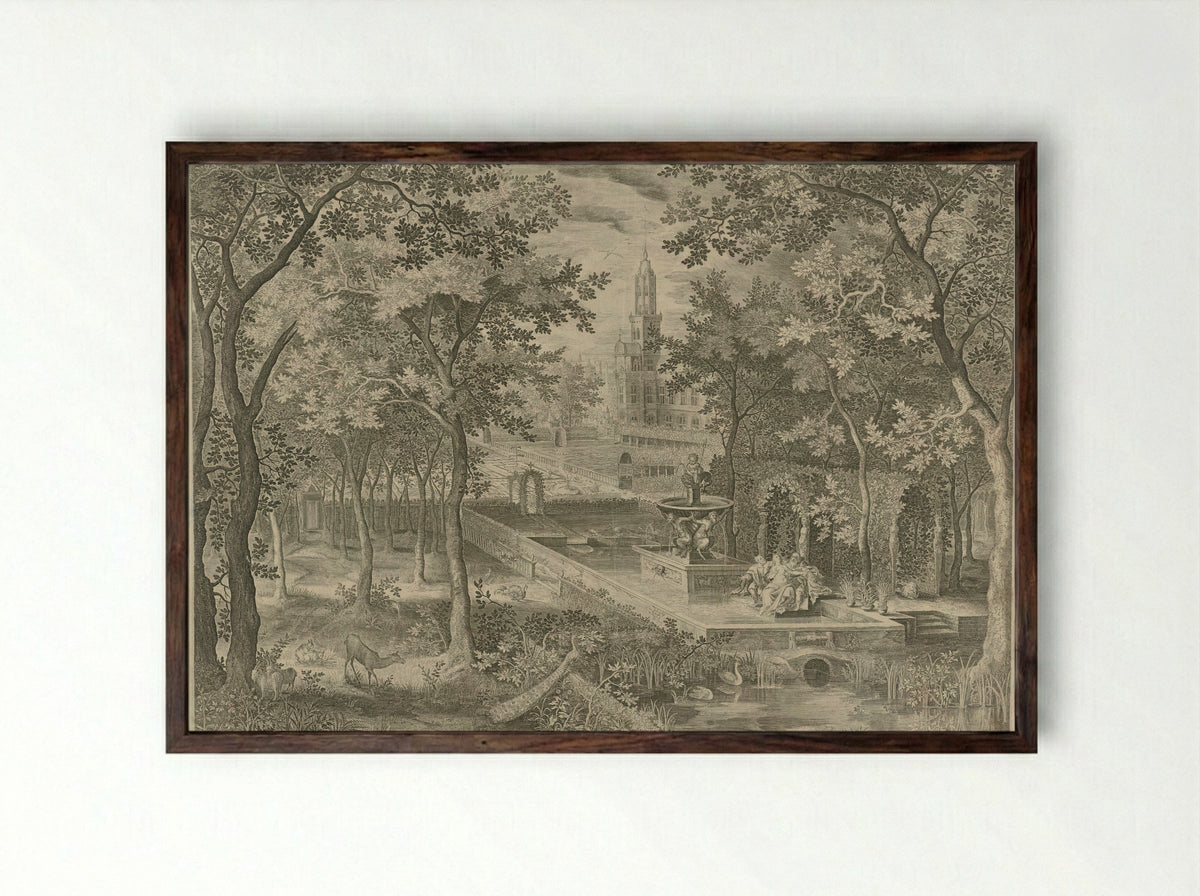 Susanna and the Elders - Jan van de Velde II - Framed Print Dark Wood