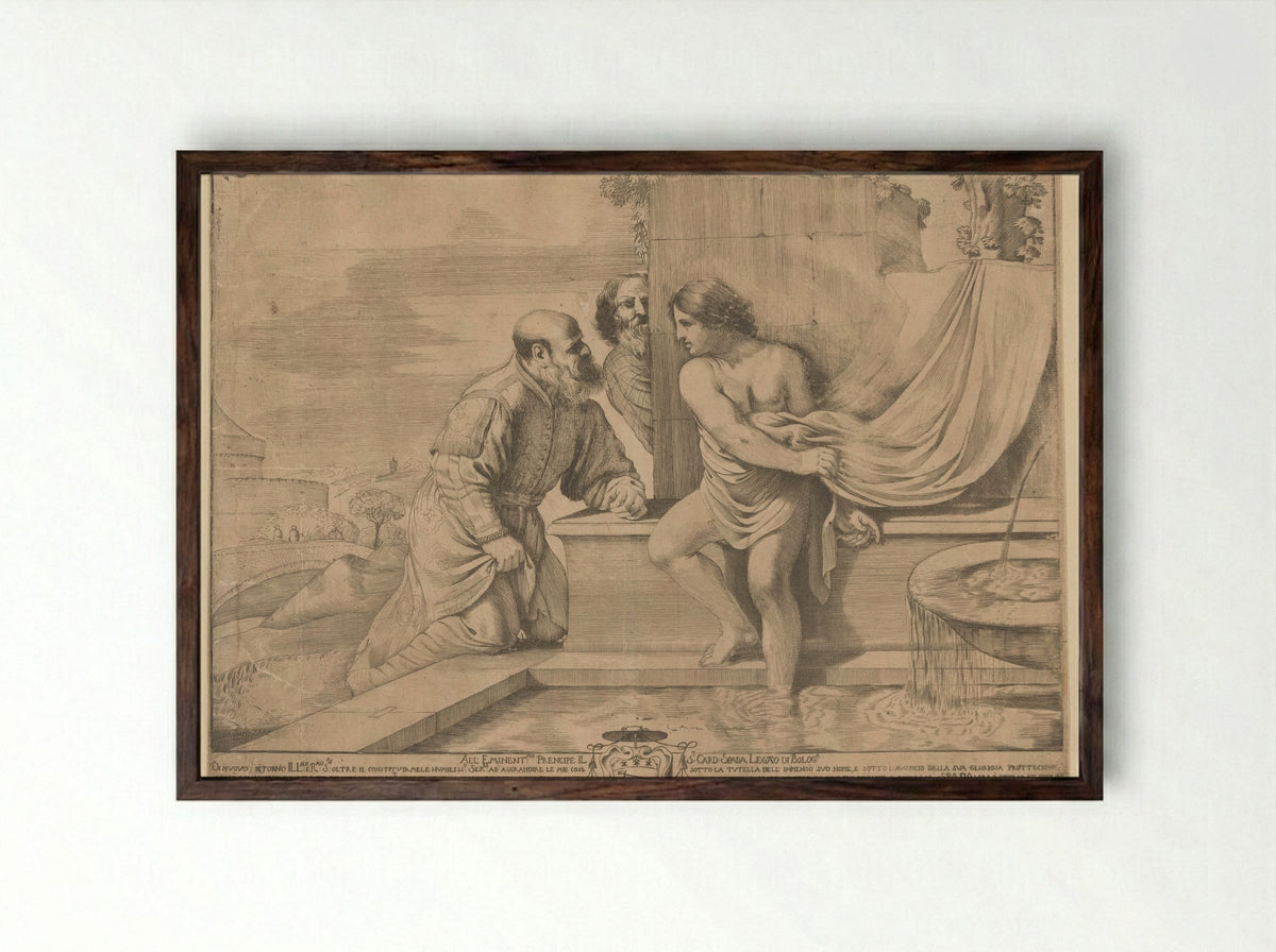 Susanna and the Elders - Giovanni Francesco Barbieri (Guercino) - Framed Print Dark Wood
