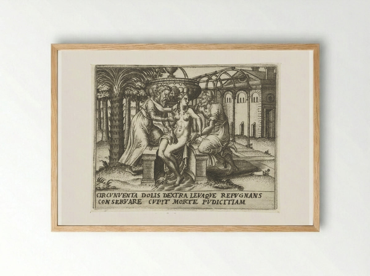 Susanna and the Elders - Abraham de Bruyn - Framed Print Wood