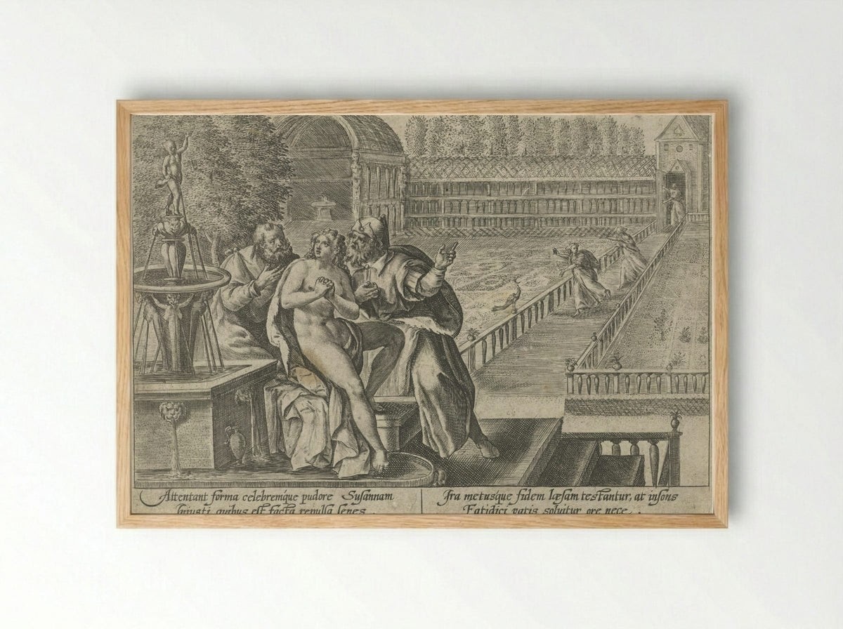 Susanna and the Elders - Crispijn van de Passe the Elder - Framed Print Wood