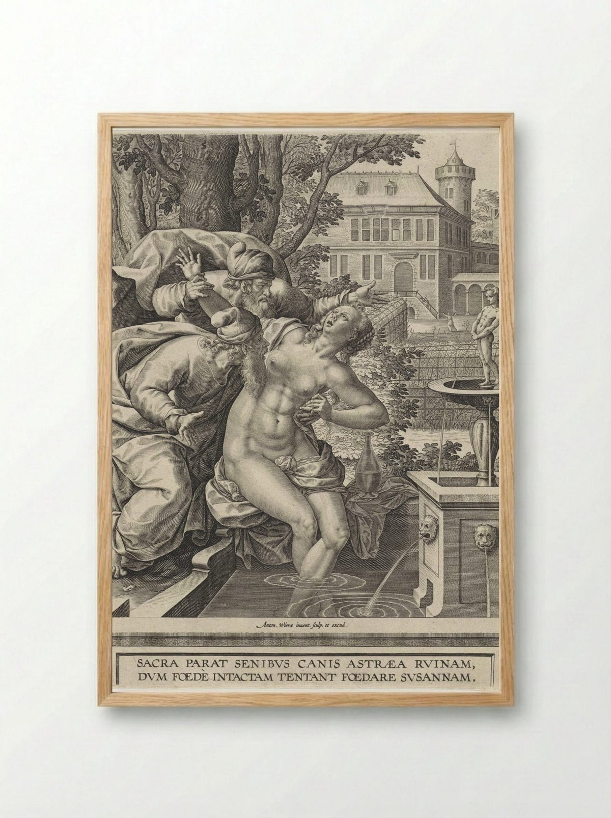 Susanna and the Elders - Anton Wierix II - Framed Print Wood