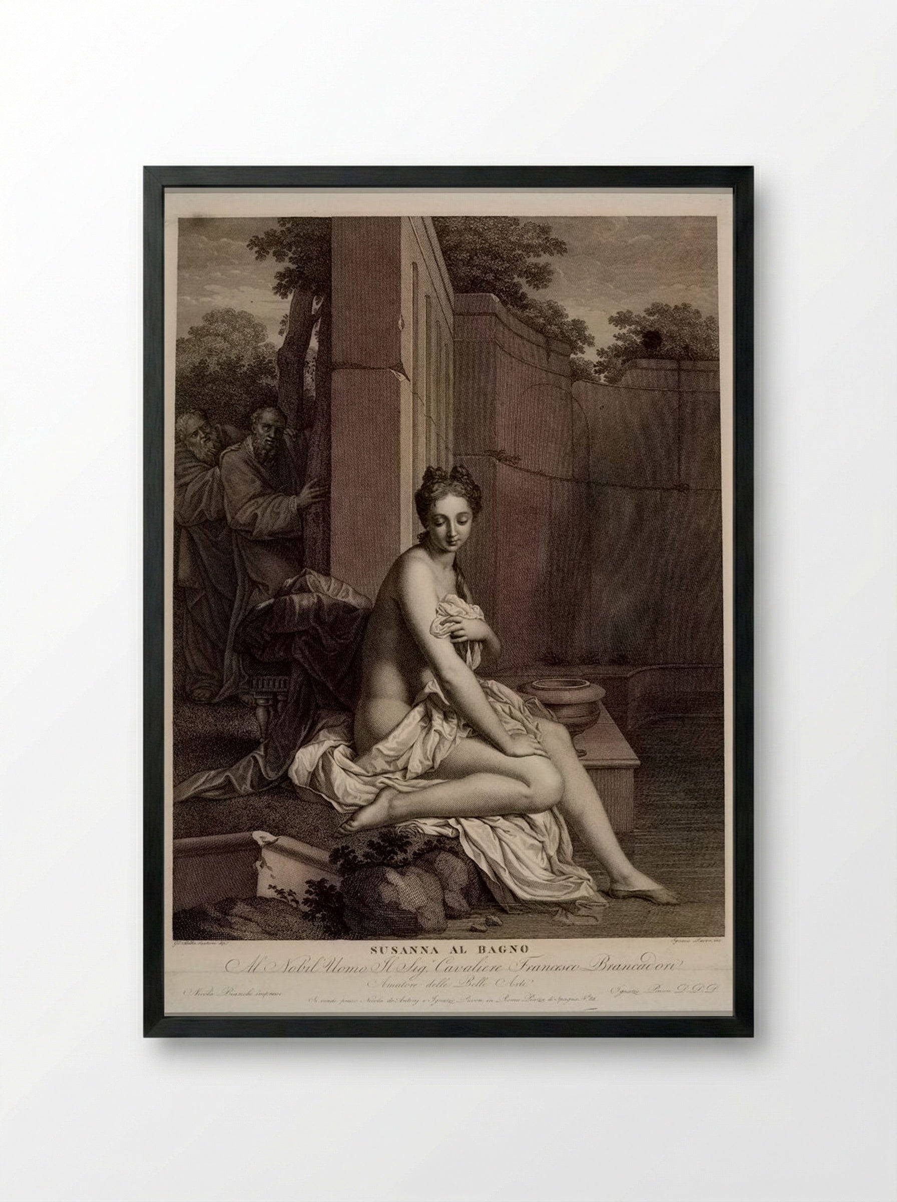 Susanna at Her Bath - Ignazio Pavon - Framed Print Black