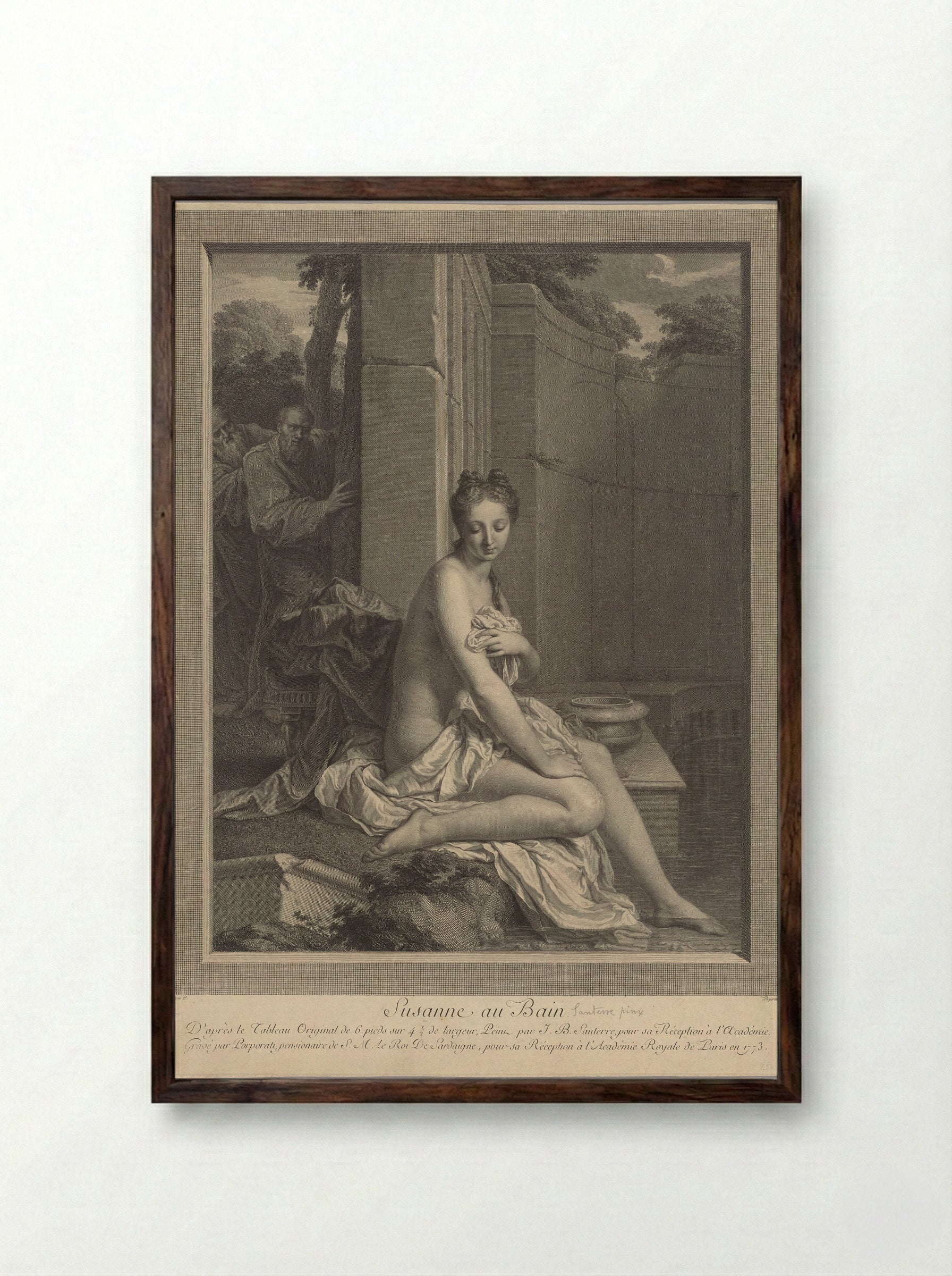 Susanna at her Bath - Carlo Antonio Porporati - Framed Print Dark Wood