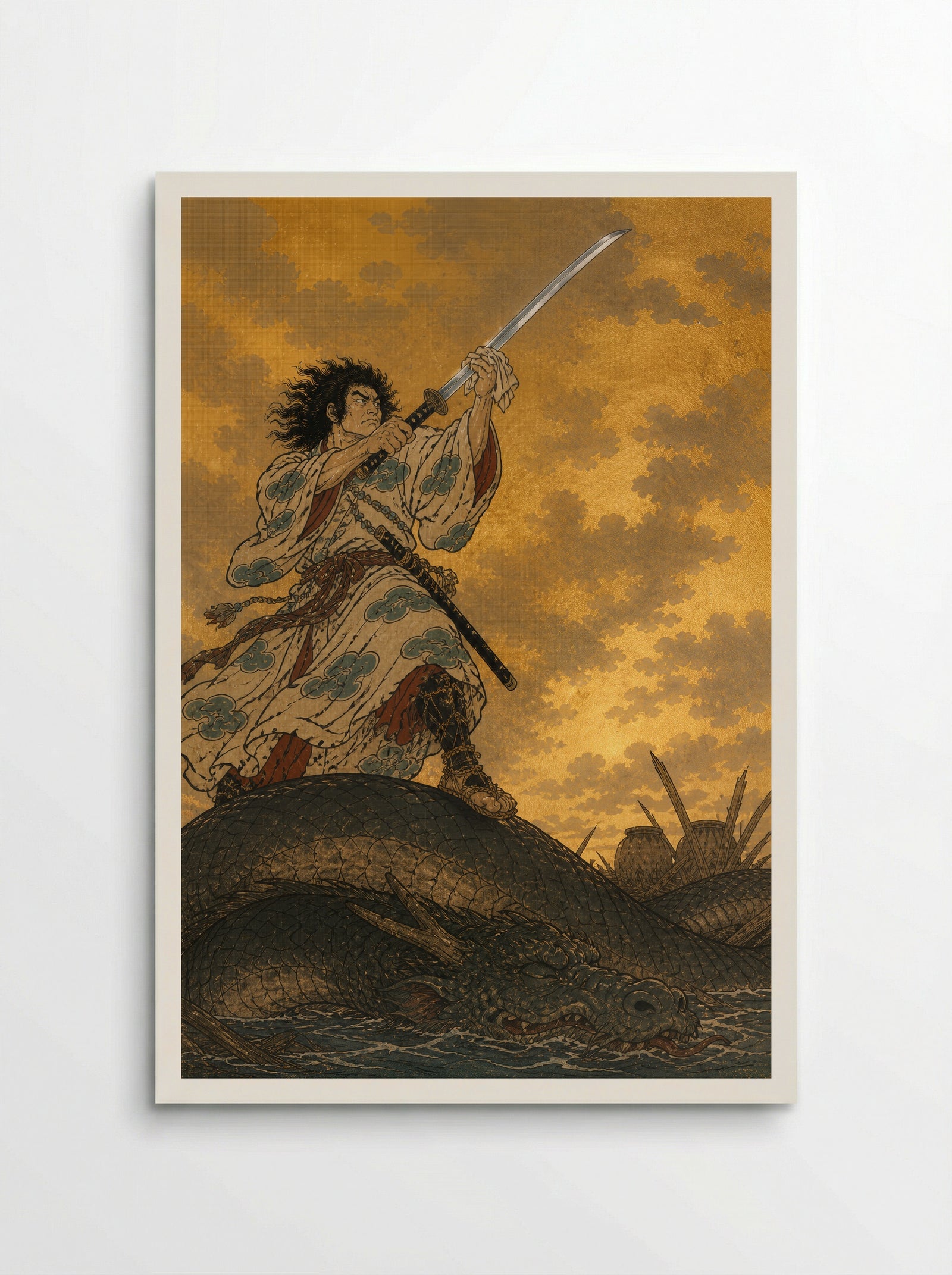 Susanoo and Yamata no Orochi: The recovered sword rests