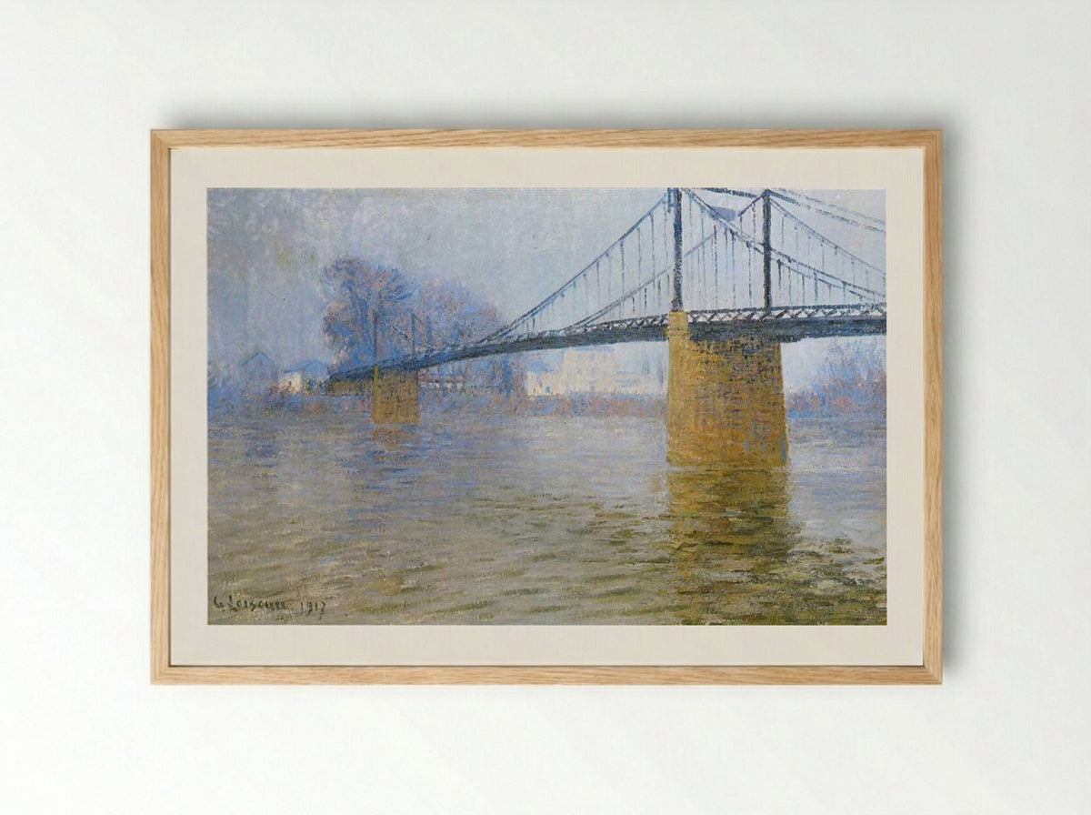 Suspended bridge at Triel - Gustave Loiseau - Framed Print Wood