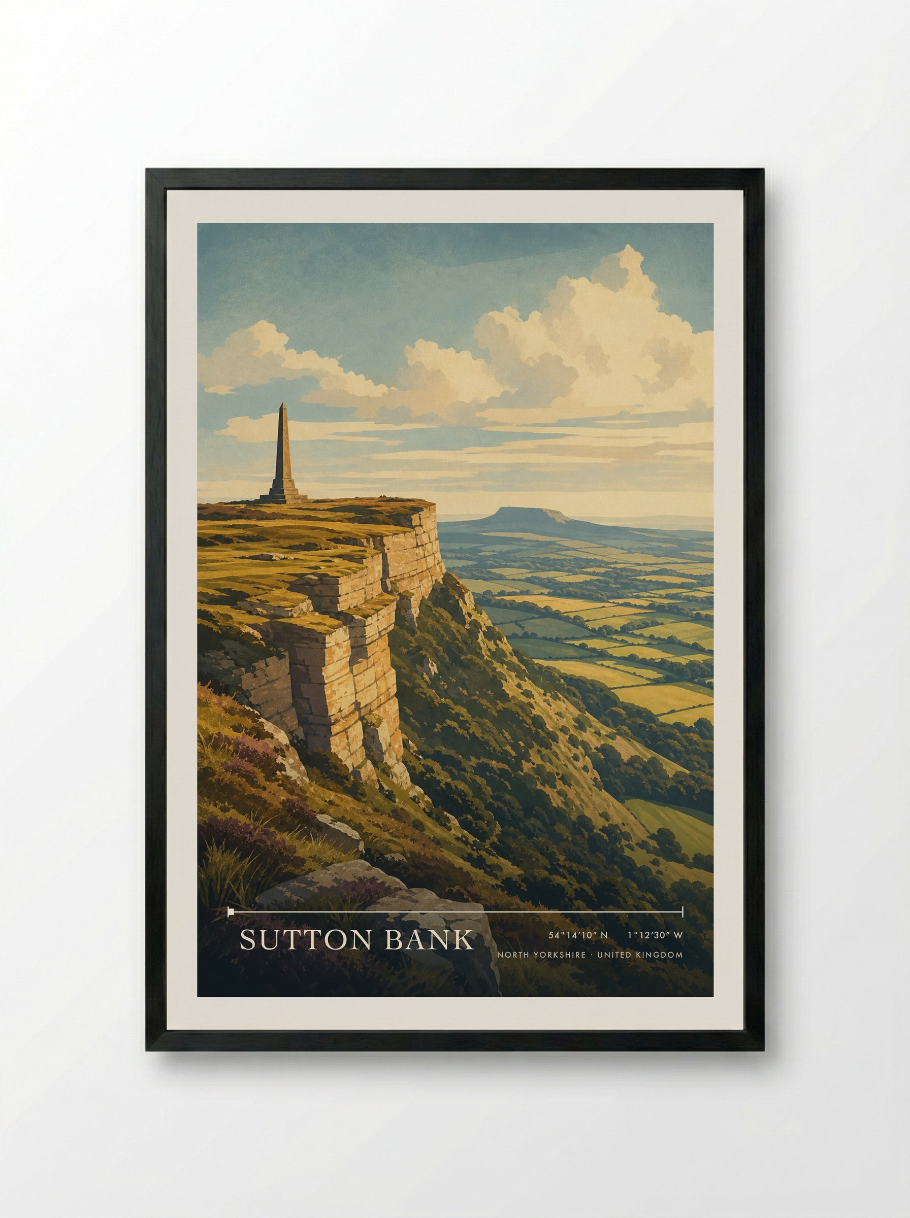 Sutton Bank North Yorkshire United Kingdom Travel Poster - Framed Print Black