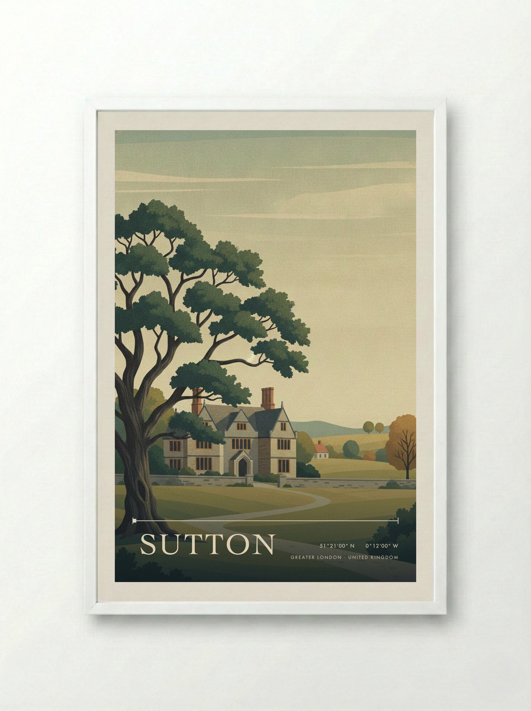 Sutton Greater London United Kingdom Travel Poster - Framed Print White