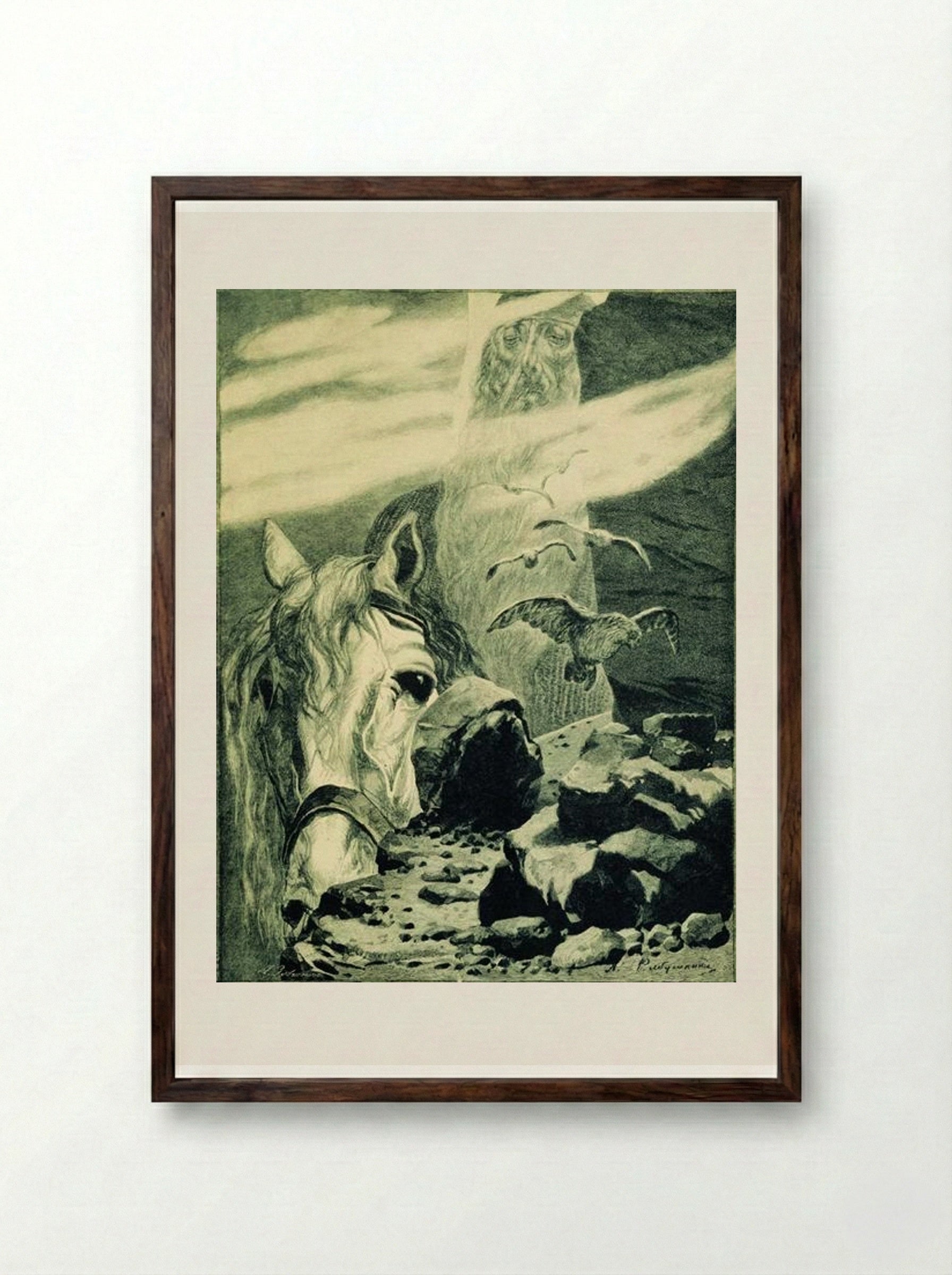 Svyatogor - Andrei Ryabushkin - Framed Print Dark Wood