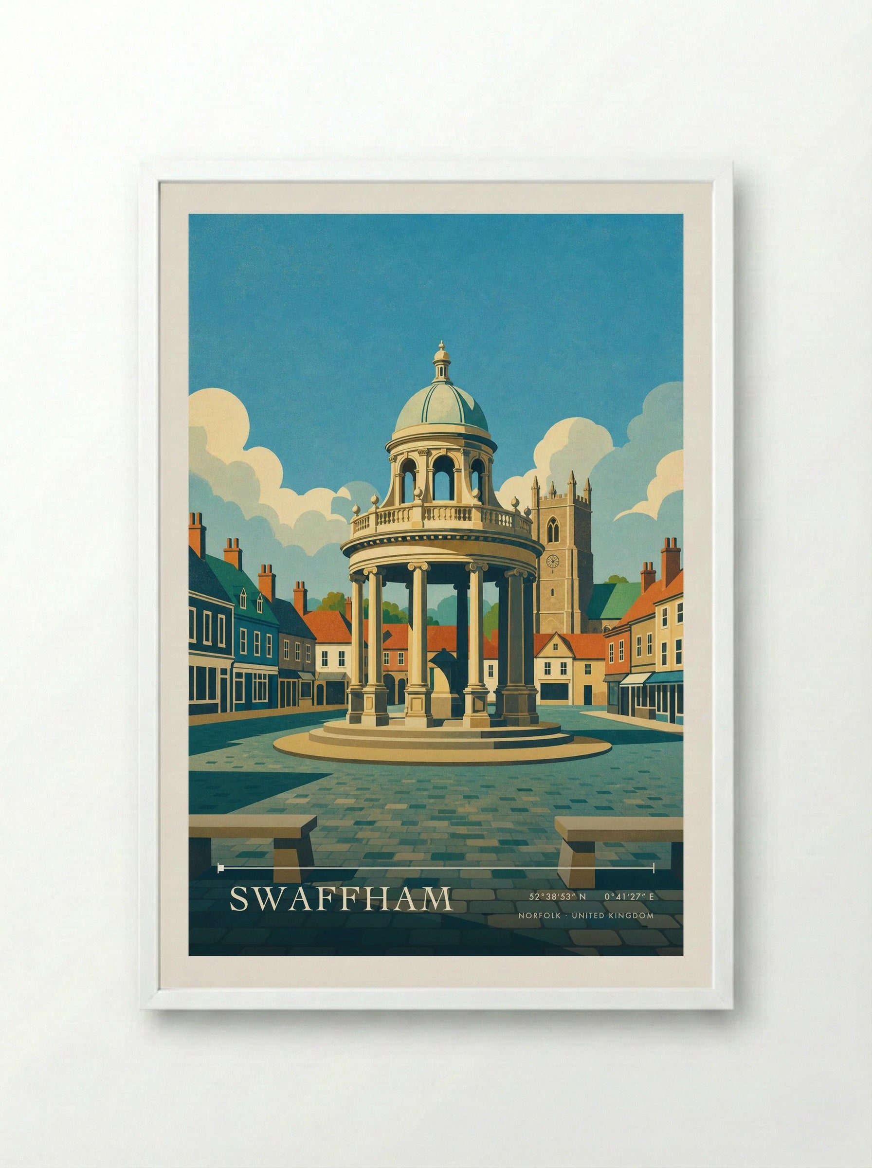 Swaffham Norfolk United Kingdom Travel Poster - Framed Print White
