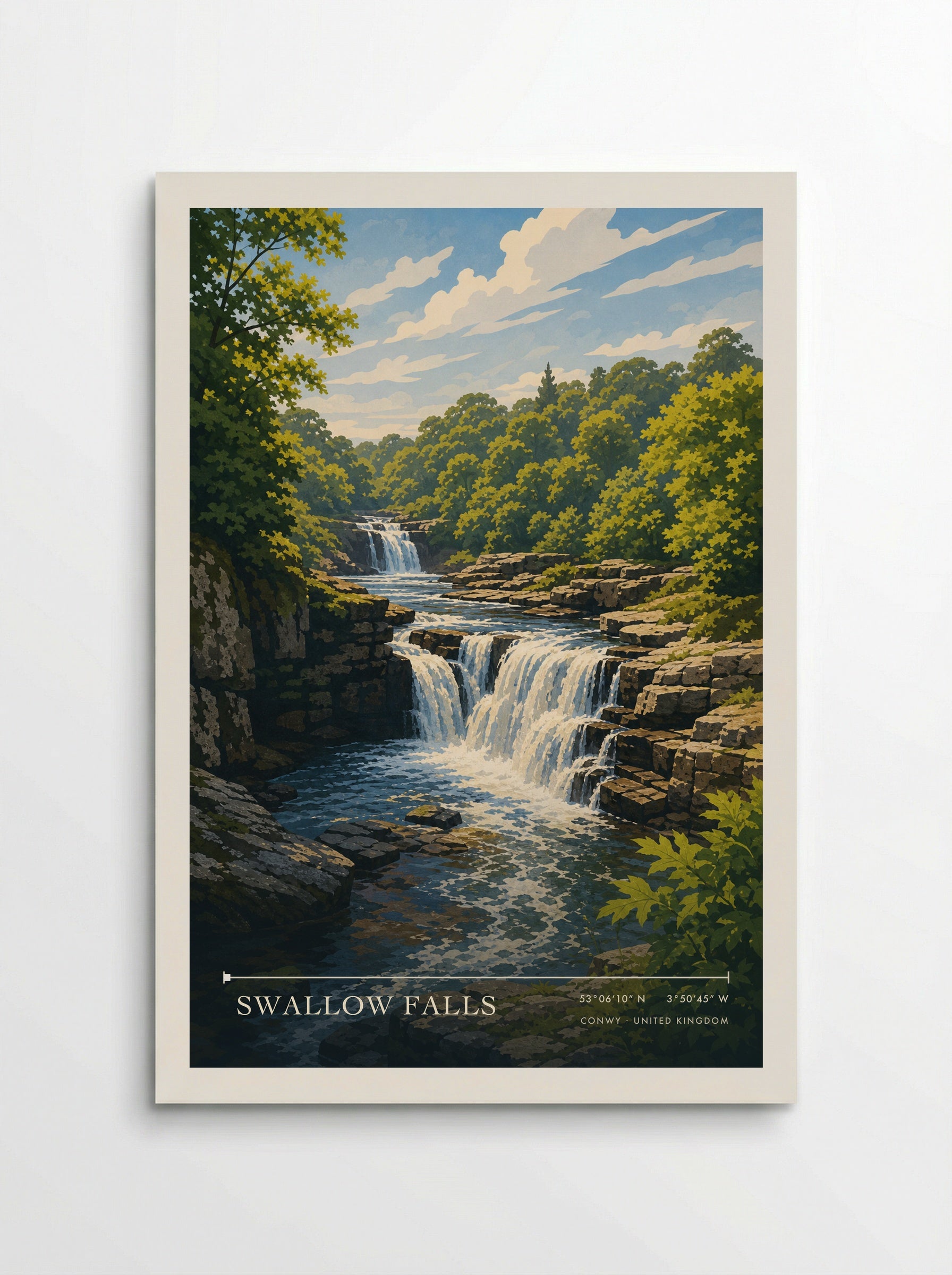 Swallow Falls Conwy United Kingdom Travel Poster - Poster