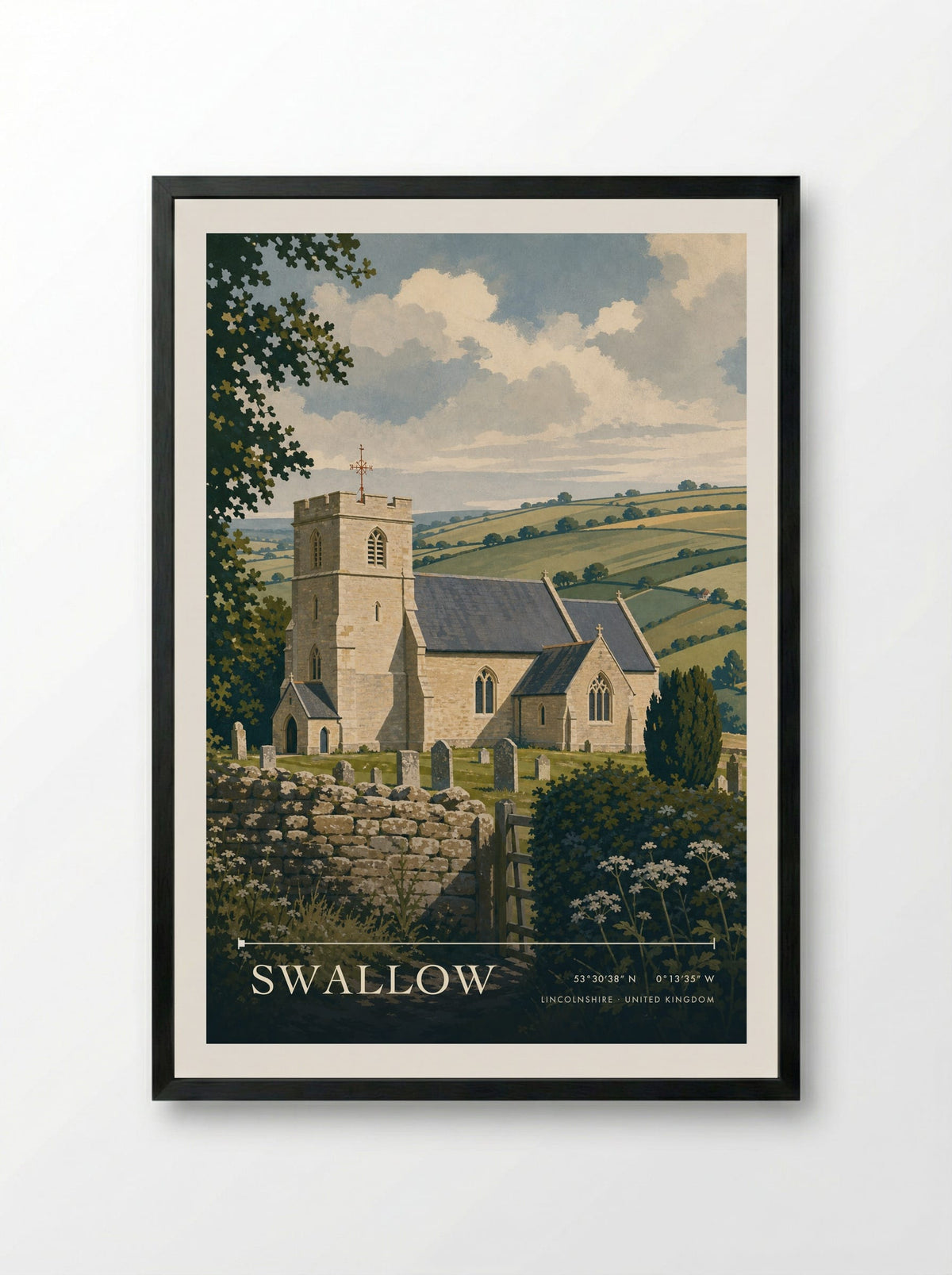 Swallow, Lincolnshire | Travel Poster - Framed Print Black