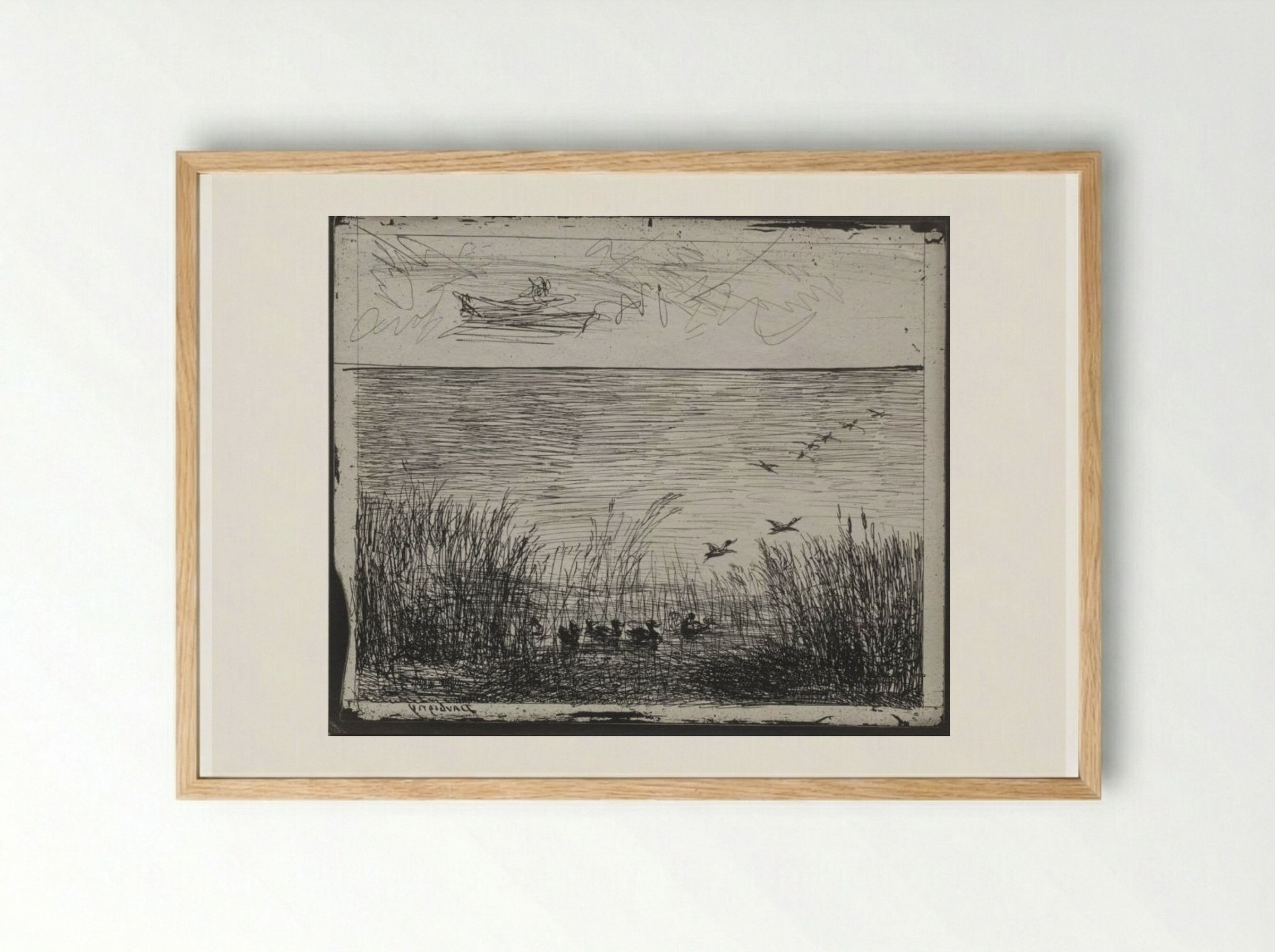 Swamp with Ducks - Charles-François Daubigny - Framed Print Wood