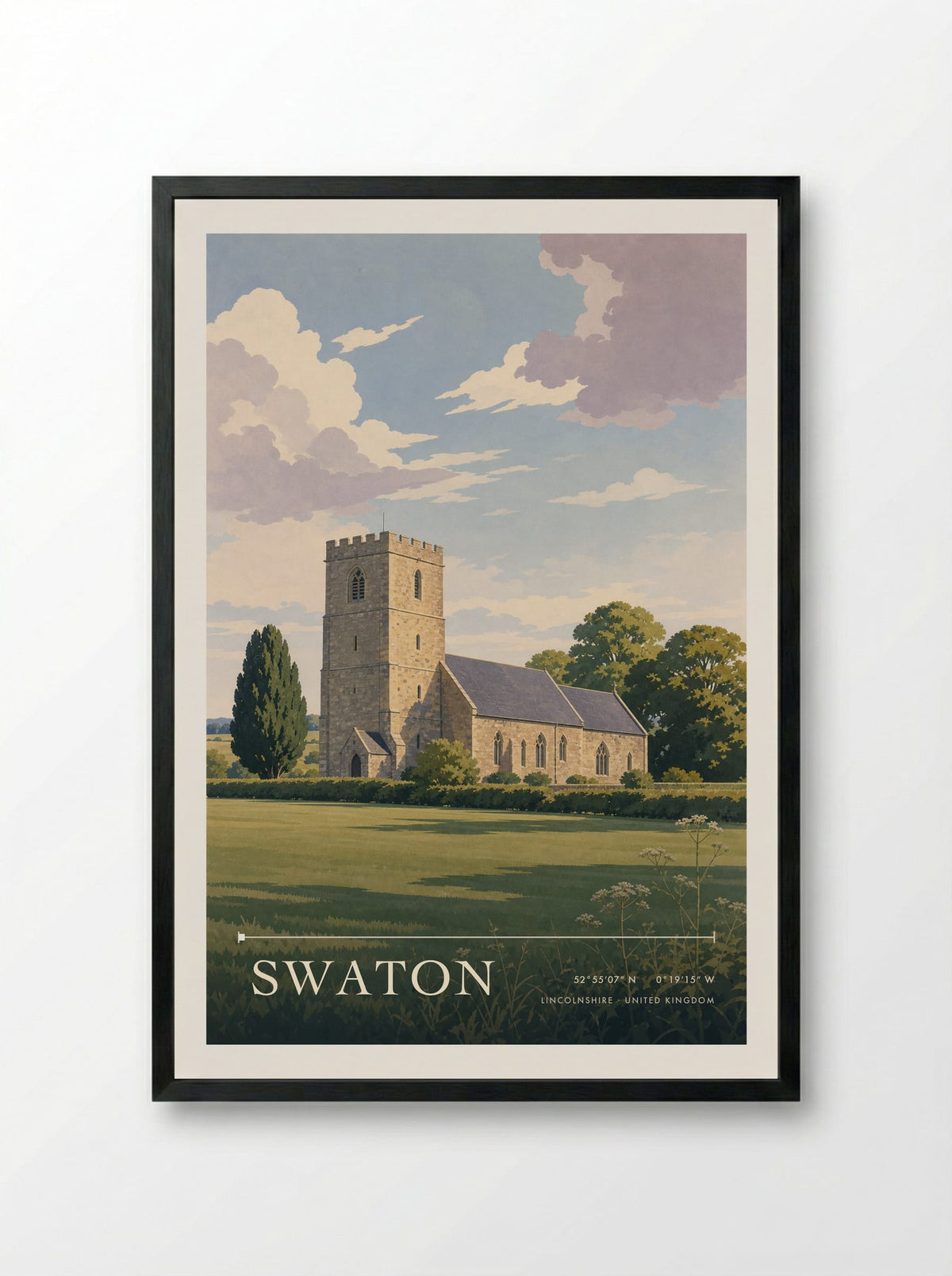 Swaton, Lincolnshire | Travel Poster - Framed Print Black
