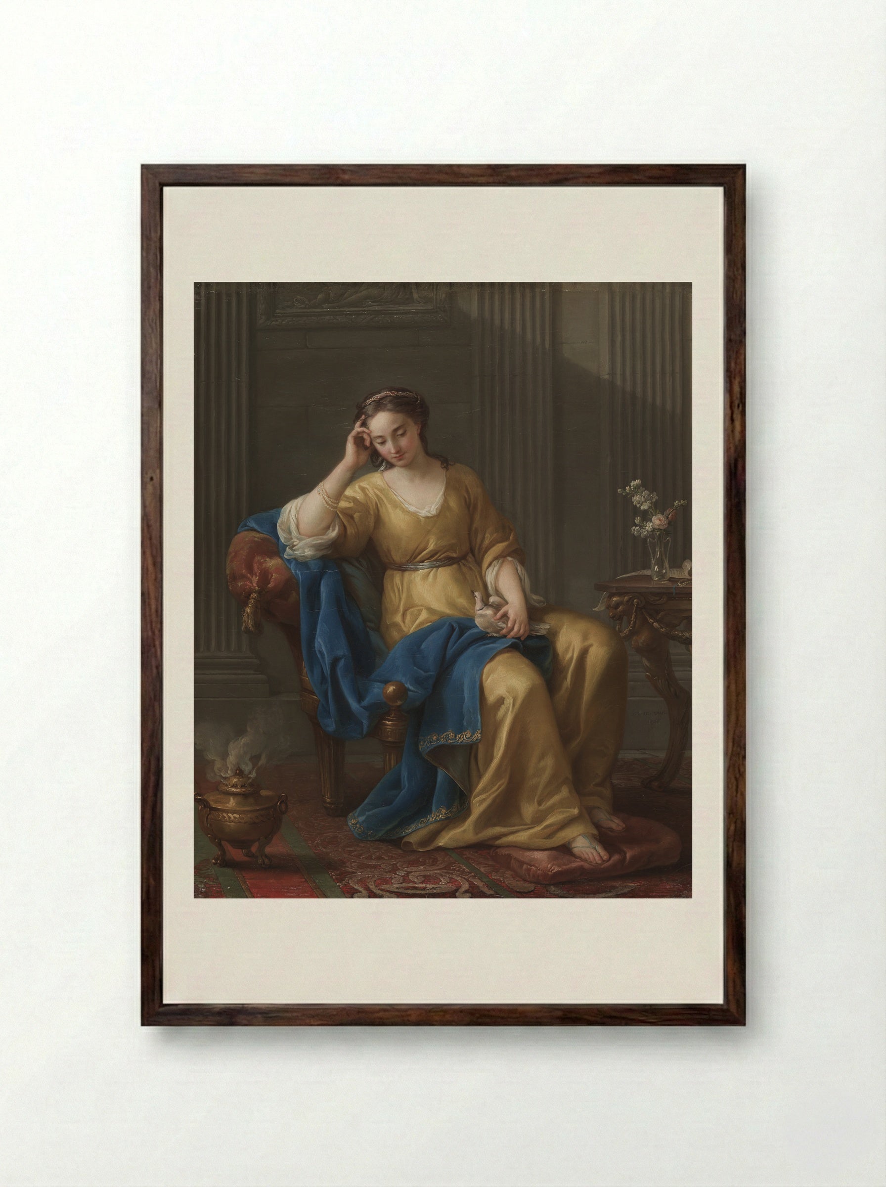 Sweet Melancholy - Joseph-Marie Vien - Framed Print Dark Wood