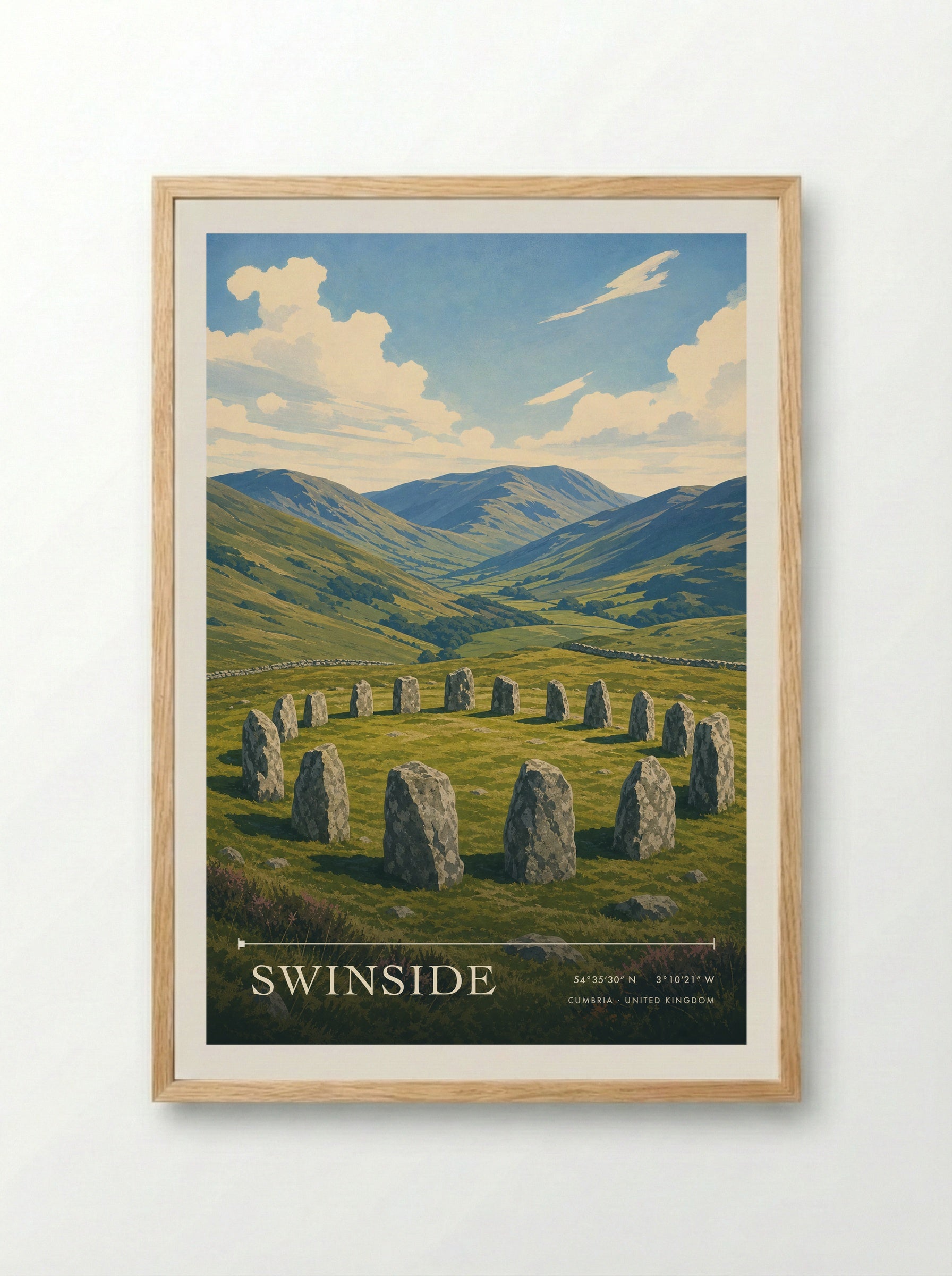 Swinside Cumbria United Kingdom Travel Poster - Framed Print Wood