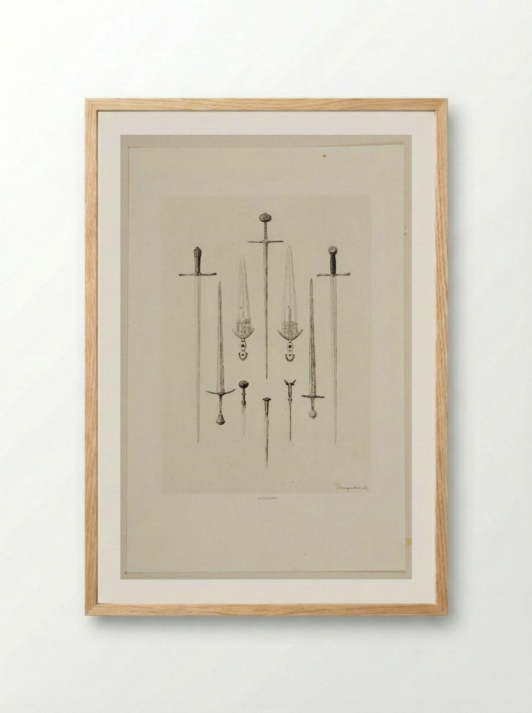 Swords and Daggers of the 16th Century - Jules Ferdinand Jacquemart - Framed Print Wood