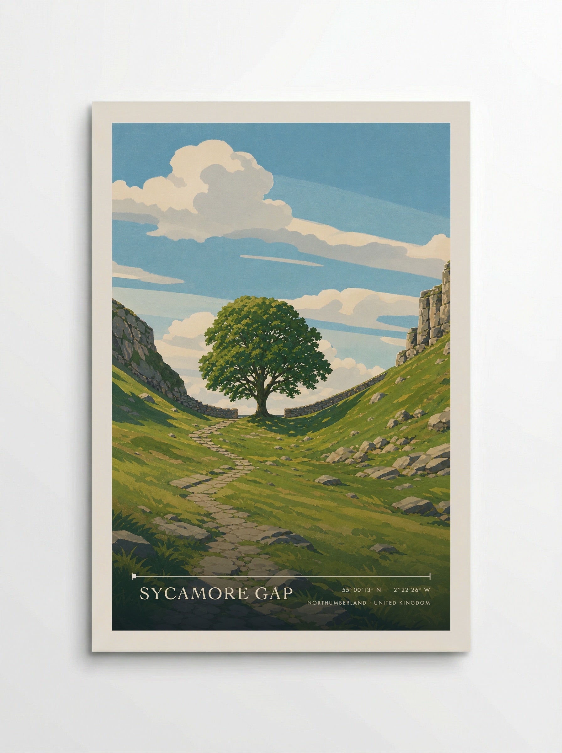 Sycamore Gap Northumberland United Kingdom Travel Poster - Poster