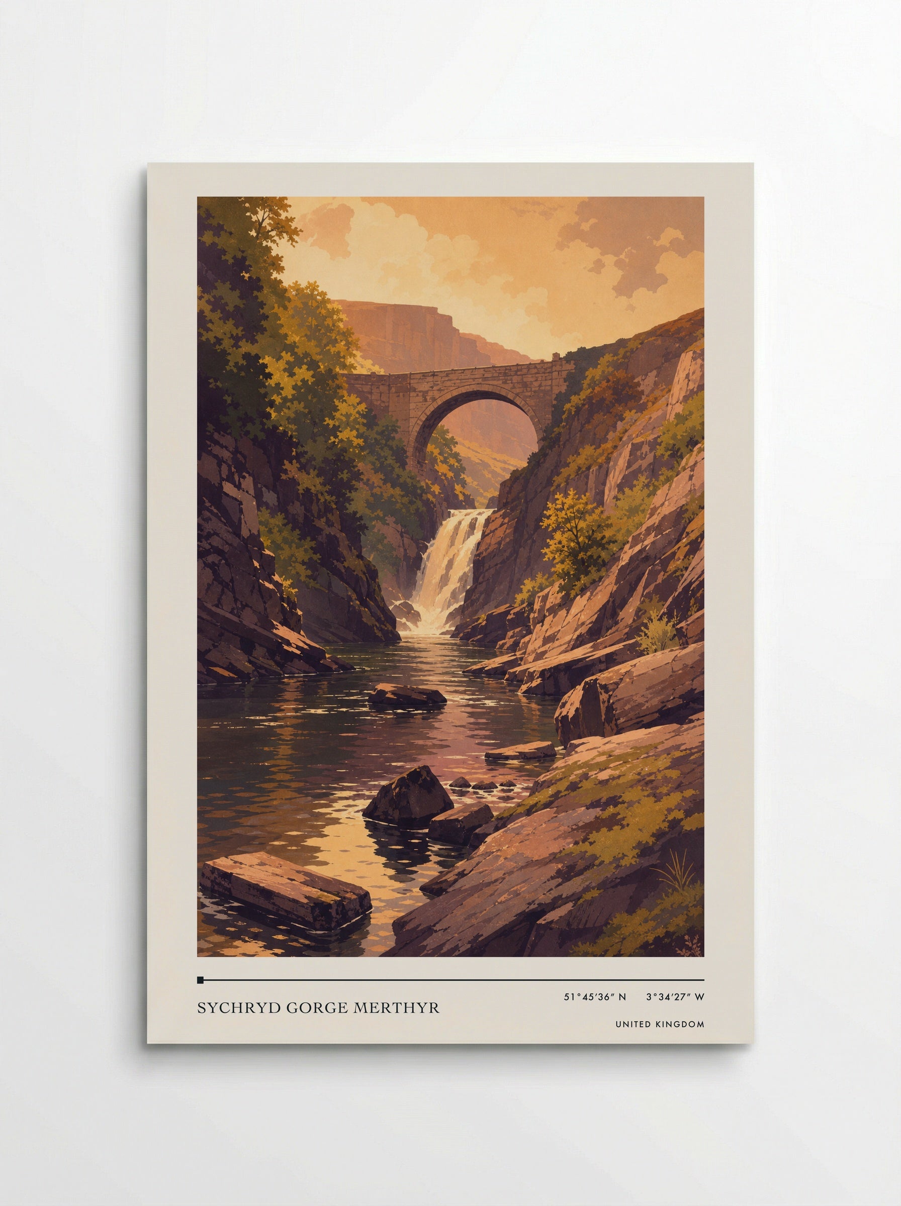 Sychryd Gorge Merthyr United Kingdom Travel Poster - Poster