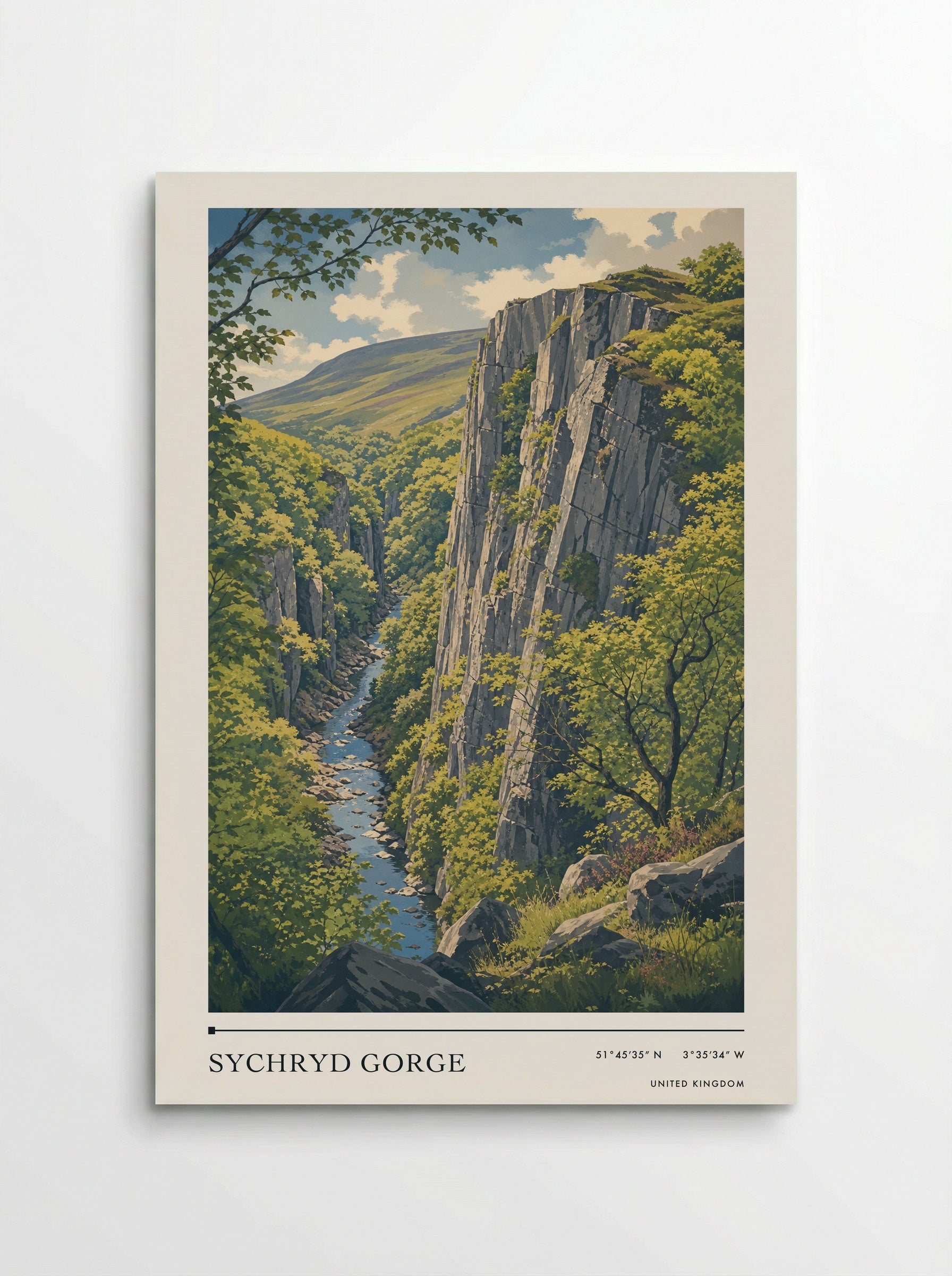 Sychryd Gorge United Kingdom Travel Poster - Poster