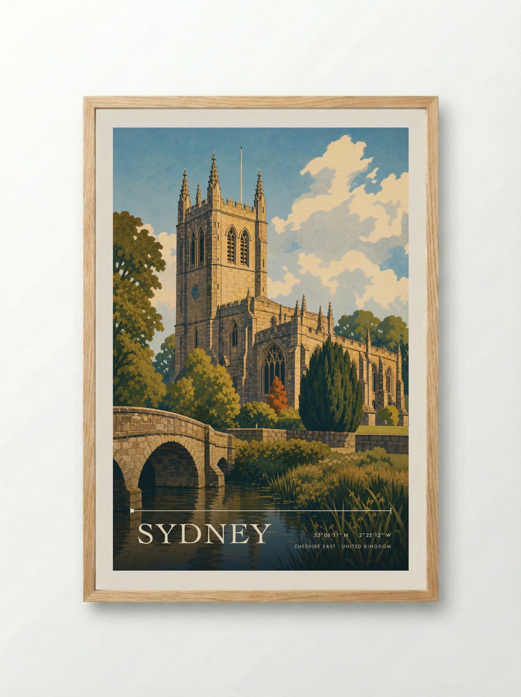 Sydney Cheshire East United Kingdom Travel Poster - Framed Print Wood