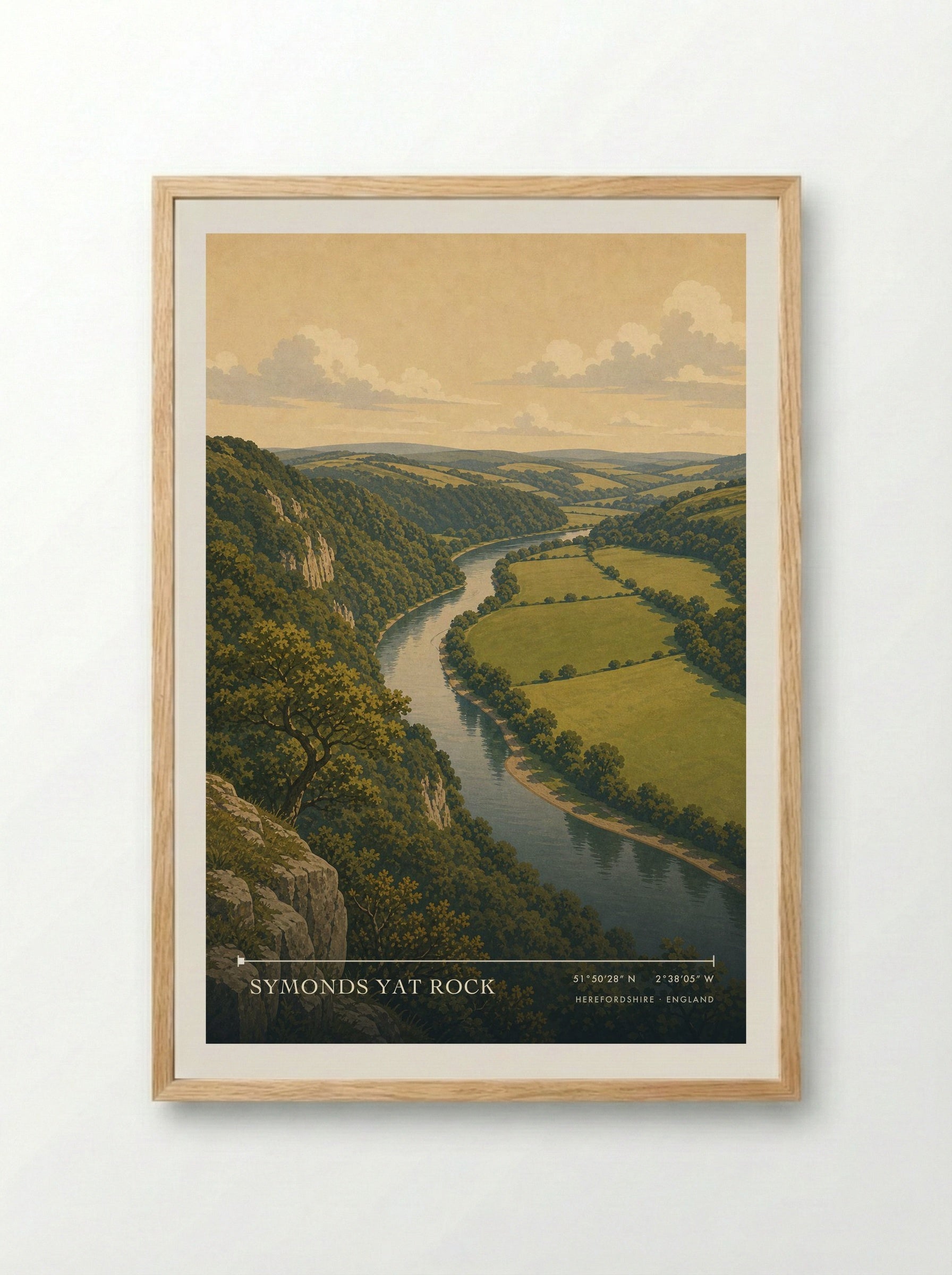 Symonds Yat Rock Herefordshire England Travel Poster - Framed Print Wood