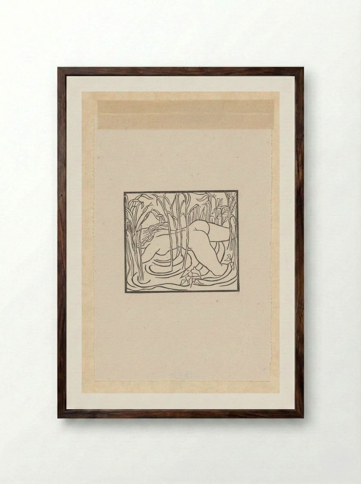Syrinx werpt zich in het riet tijdens haar vlucht voor Pan - Aristide Maillol - Framed Print Dark Wood