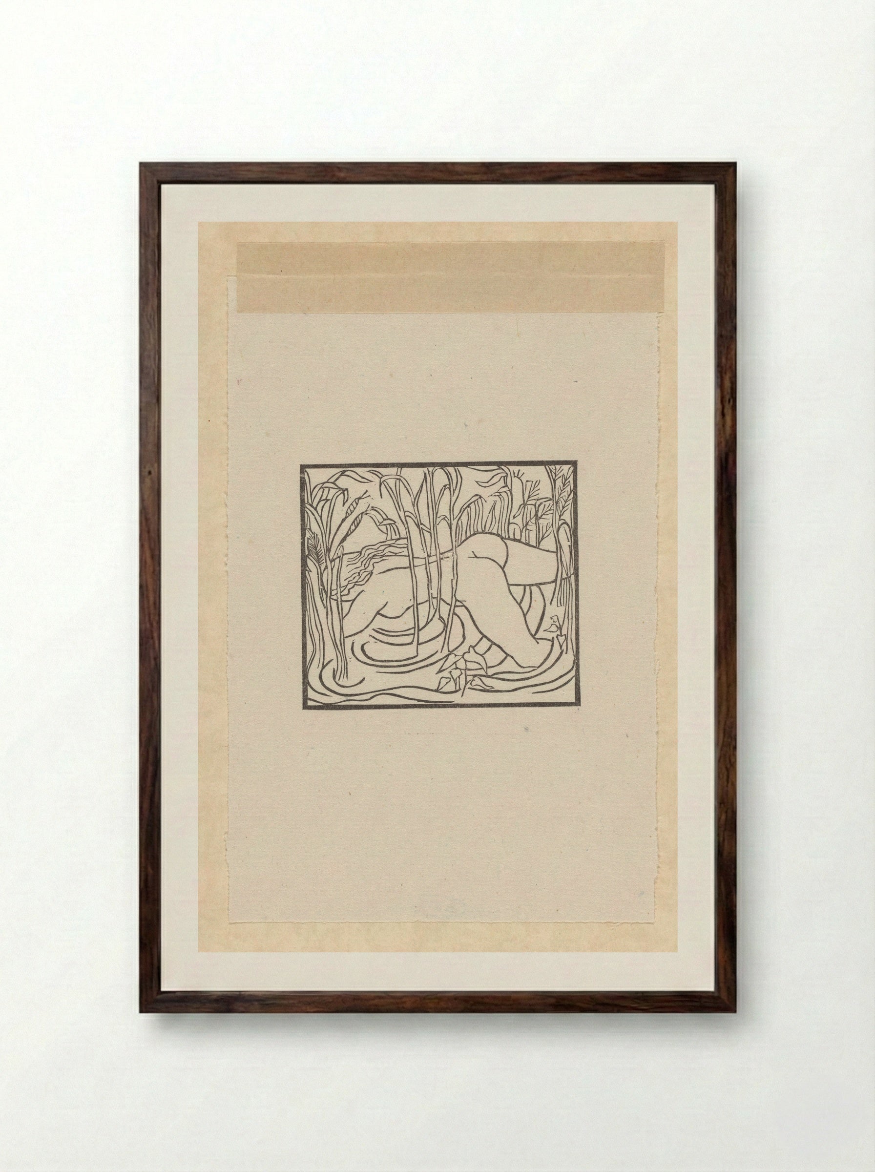 Syrinx werpt zich in het riet tijdens haar vlucht voor Pan - Aristide Maillol - Framed Print Dark Wood