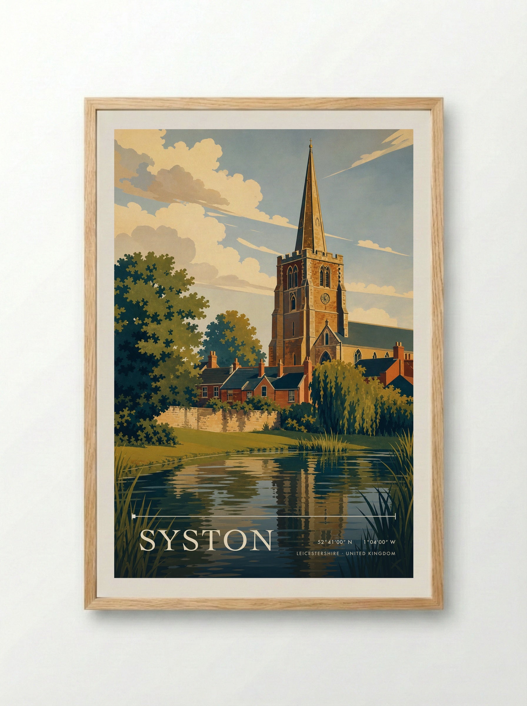 Syston Leicestershire United Kingdom Travel Poster - Framed Print Wood