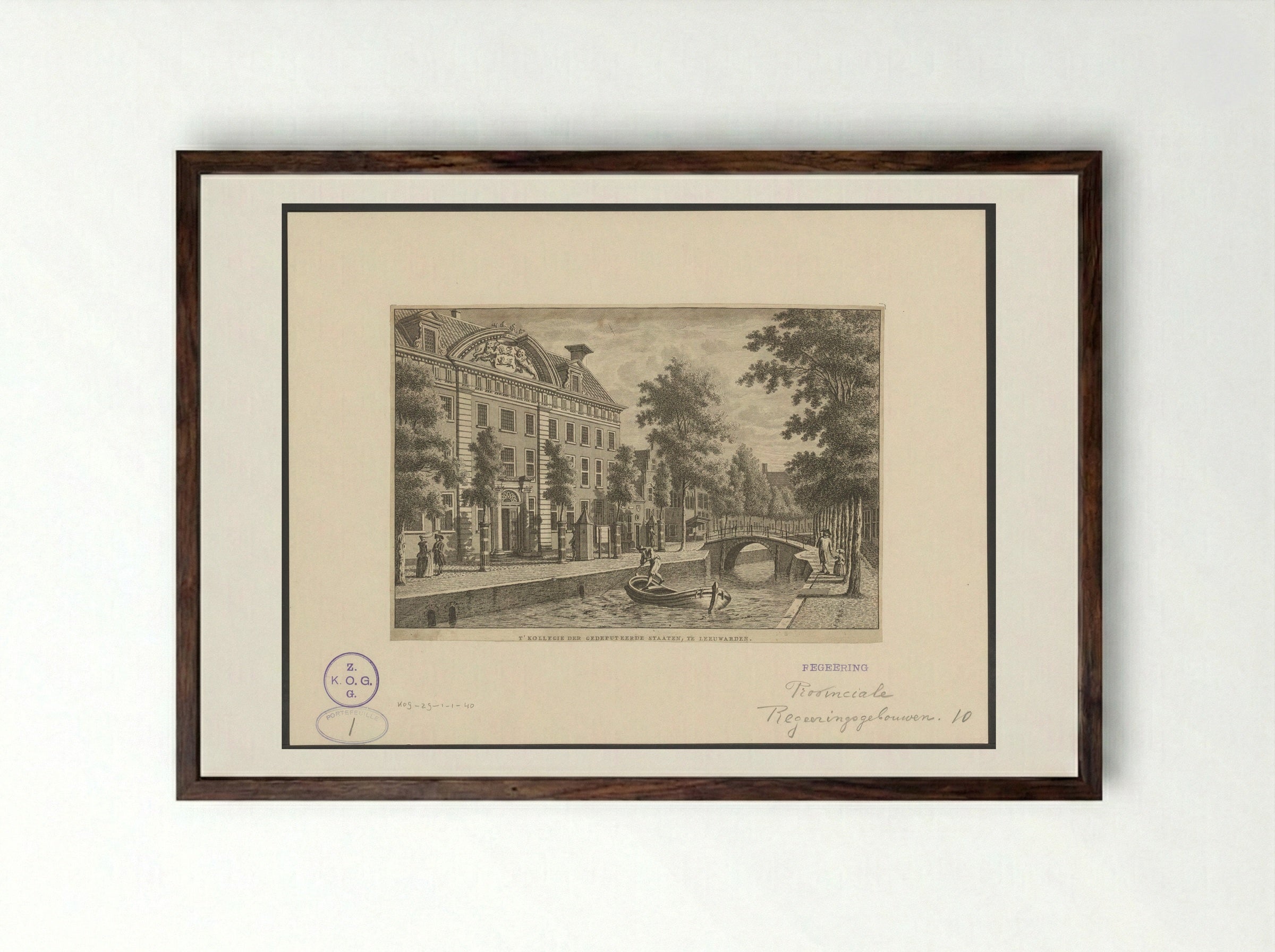 T'Kollegie der Gedeputeerde Staaten, te Leeuwarden - Carel Frederik Bendorp (I) - Framed Print Dark Wood