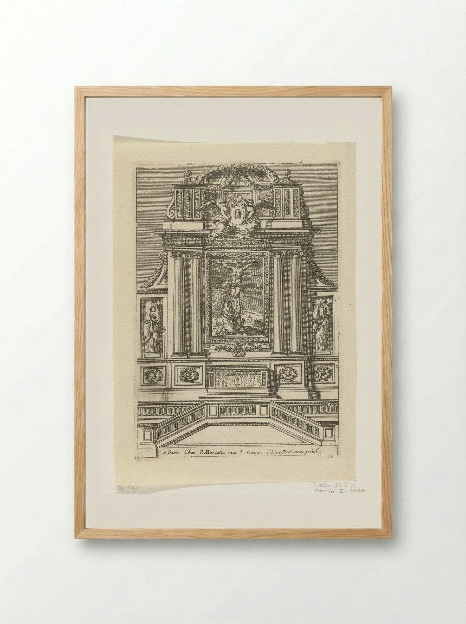 Tabernacle with Crucifixion and Mary Magdalene - Jean Lepautre - Framed Print Wood