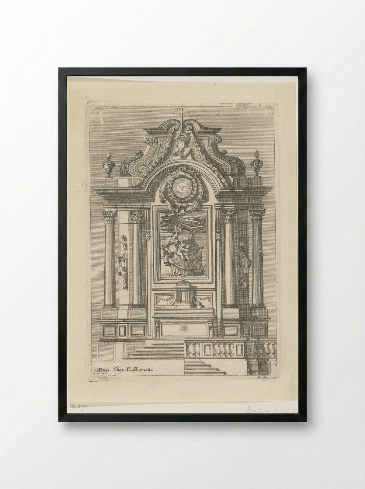Tabernacle with the Holy Family and Saint John - Jean Lepautre - Framed Print Black