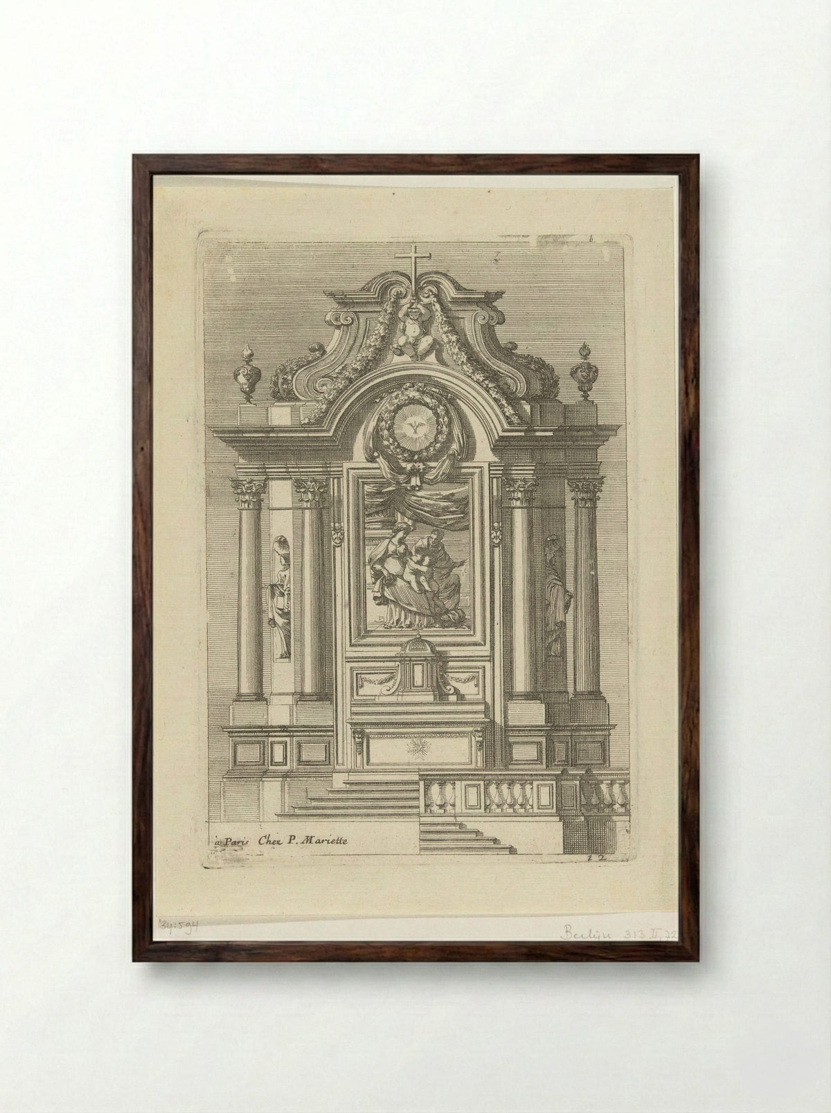 Tabernacle with the Holy Family and Saint John - Jean Lepautre - Framed Print Dark Wood