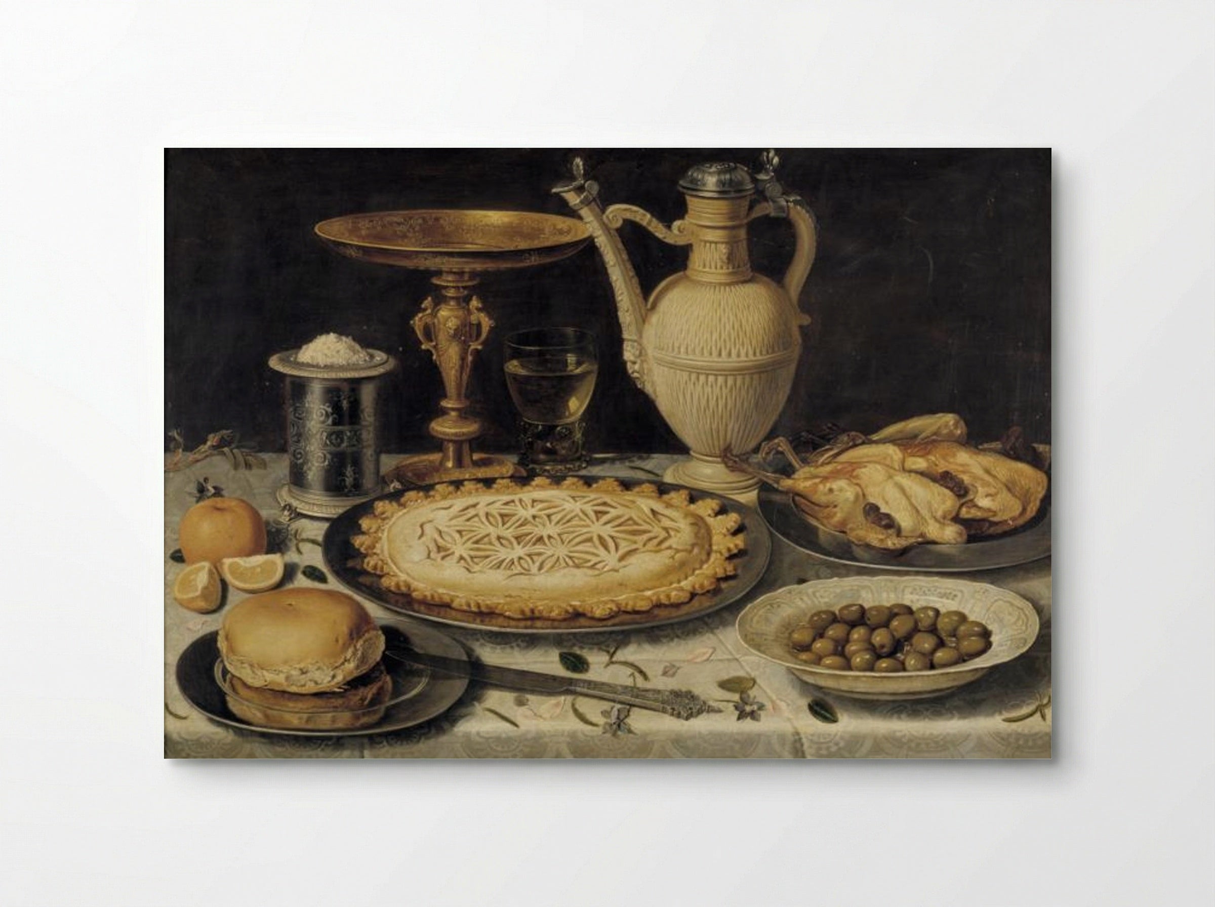Table with Orange, Olives and Pie - Clara Peeters - Poster