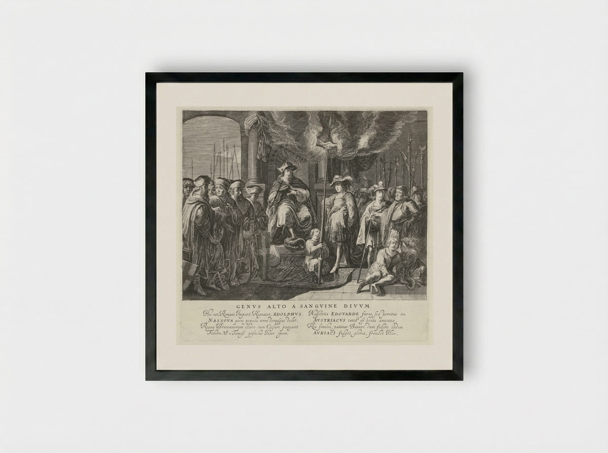 Tableau vivant met het verbond tussen koning Adolf van Nassau en de Engelse koning Eduard I in 1294 - Pieter Nolpe - Framed Print Black