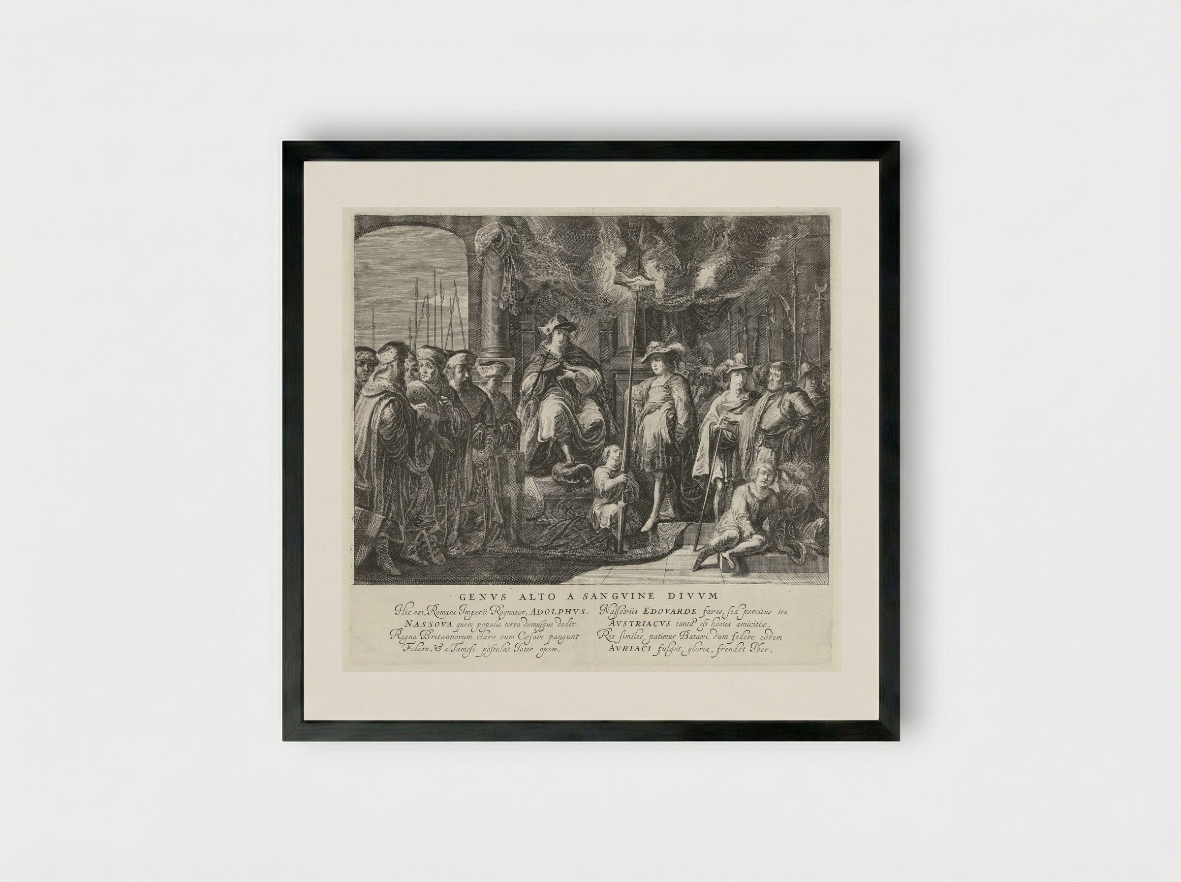 Tableau vivant met het verbond tussen koning Adolf van Nassau en de Engelse koning Eduard I in 1294 - Pieter Nolpe - Framed Print Black