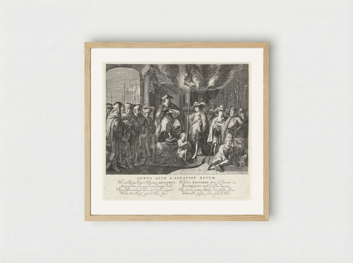 Tableau vivant met het verbond tussen koning Adolf van Nassau en de Engelse koning Eduard I in 1294 - Pieter Nolpe - Framed Print Wood