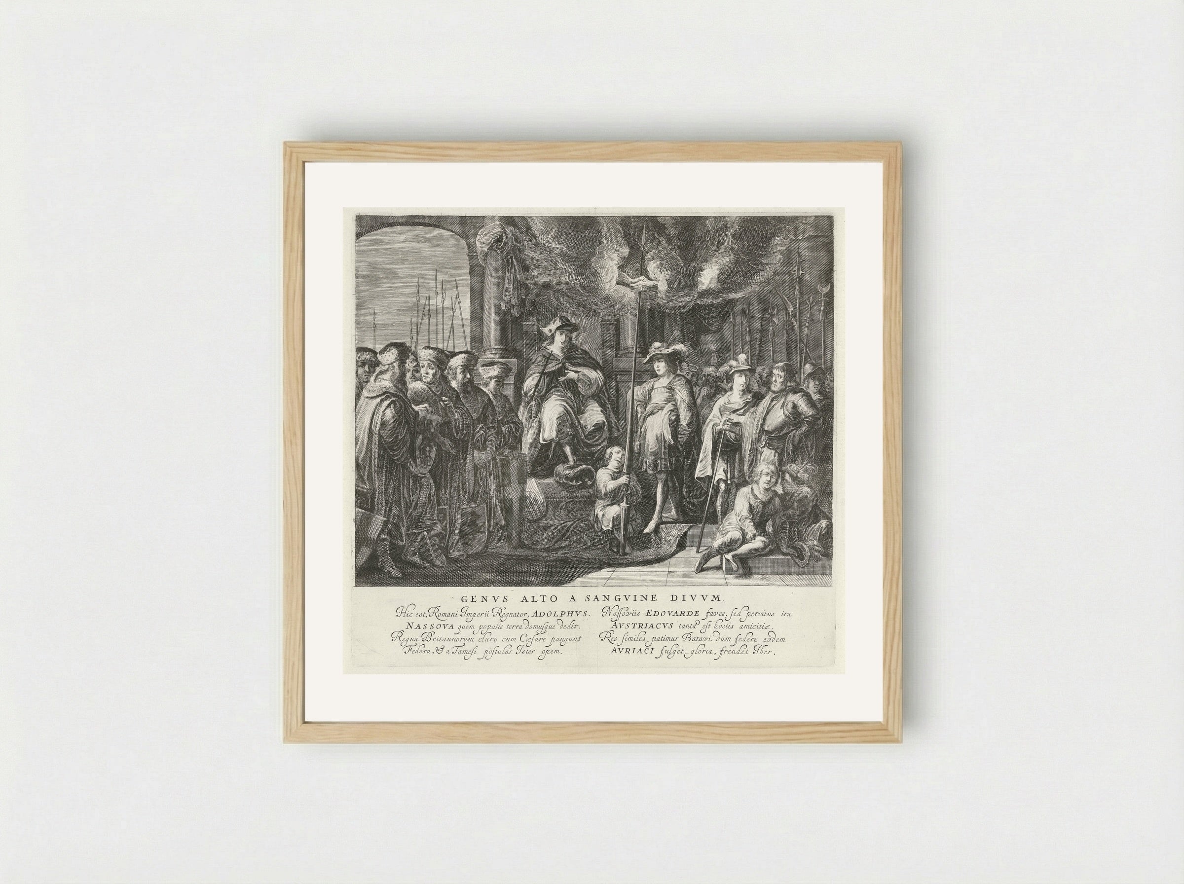 Tableau vivant met het verbond tussen koning Adolf van Nassau en de Engelse koning Eduard I in 1294 - Pieter Nolpe - Framed Print Wood