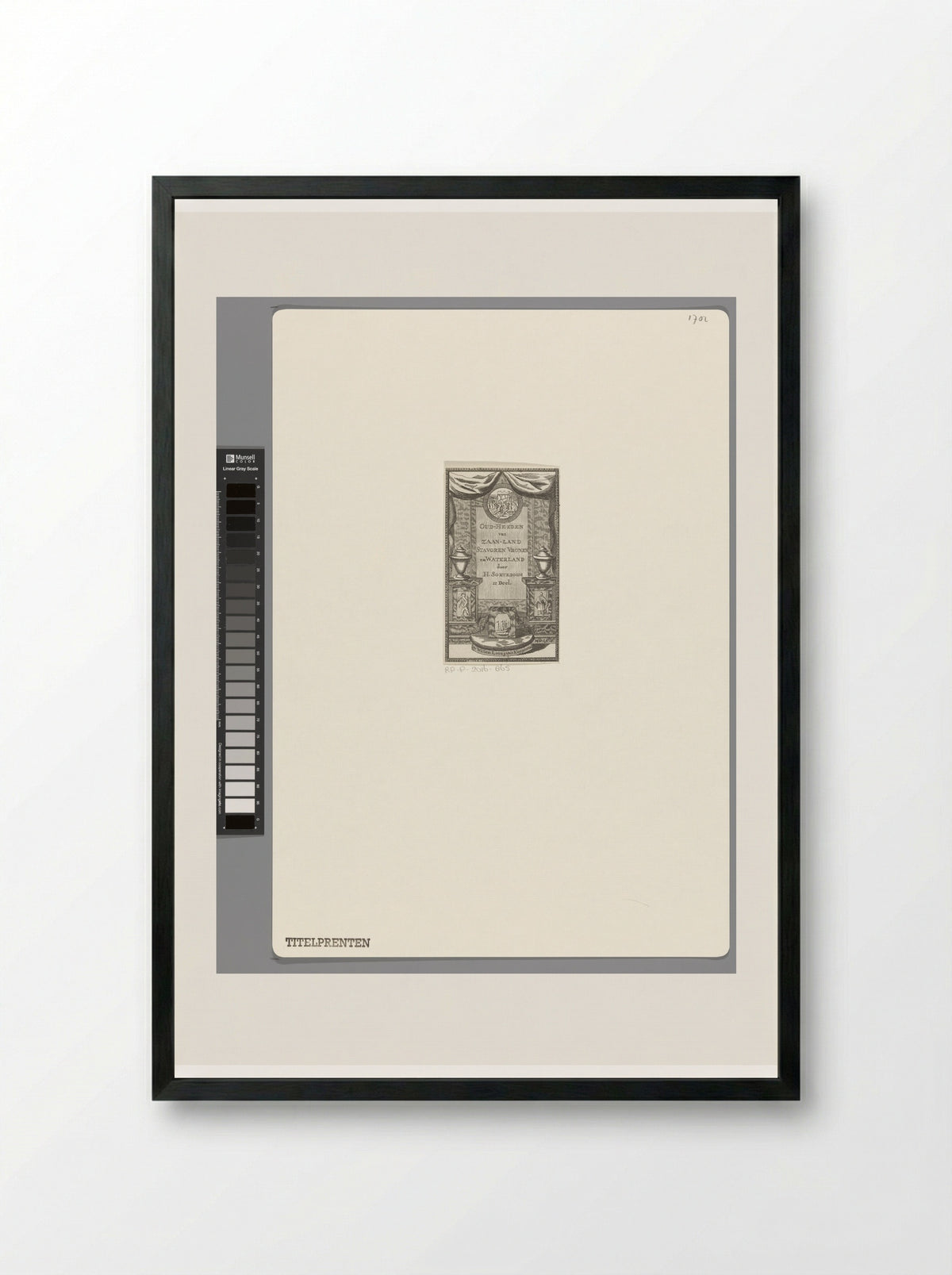 Tablet en vazen op voetstukken - Pieter van den Berge - Framed Print Black