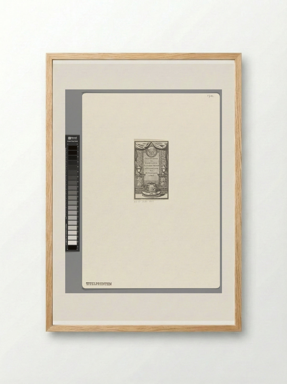 Tablet en vazen op voetstukken - Pieter van den Berge - Framed Print Wood