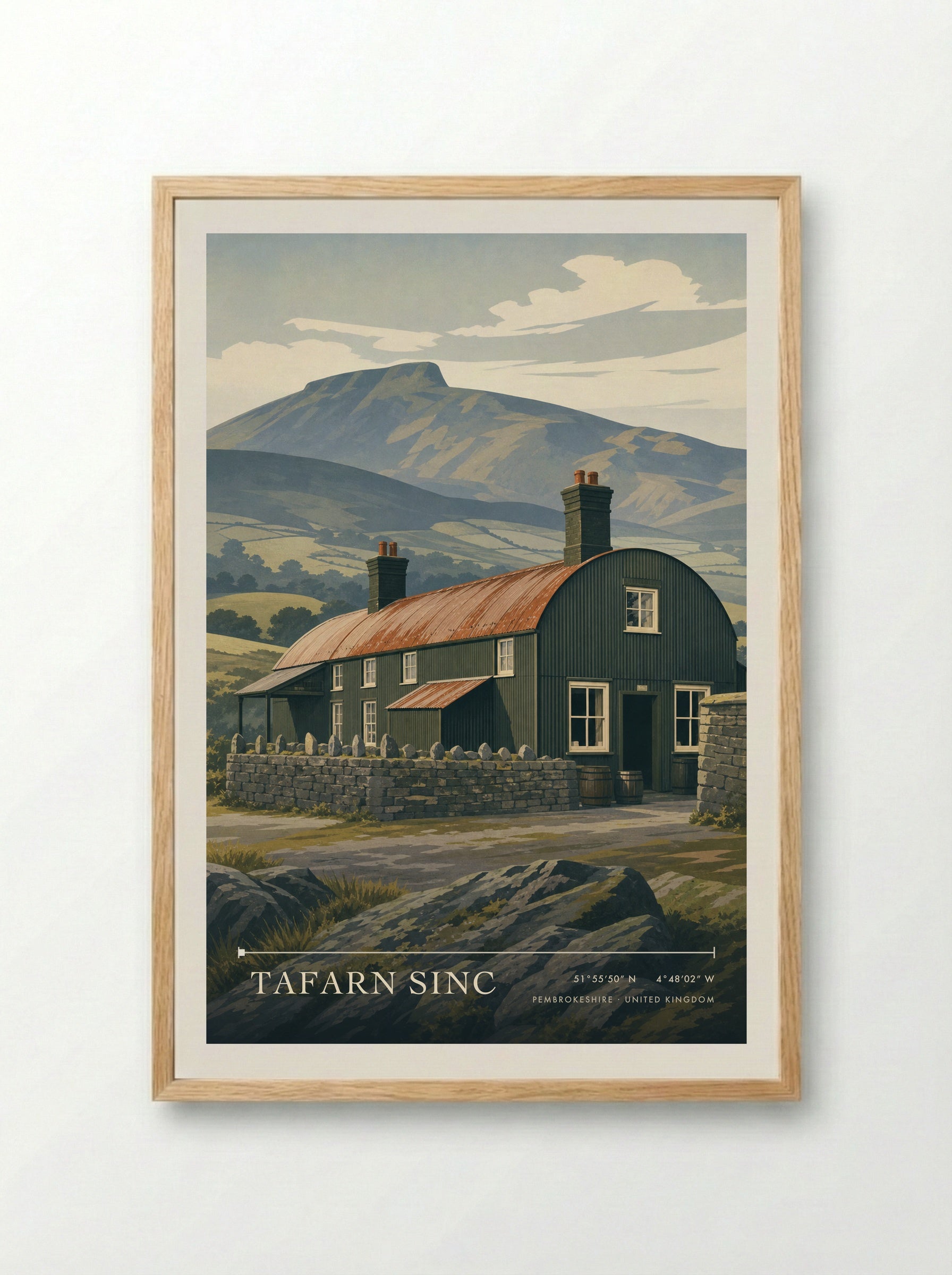 Tafarn Sinc Pembrokeshire United Kingdom Travel Poster - Framed Print Wood