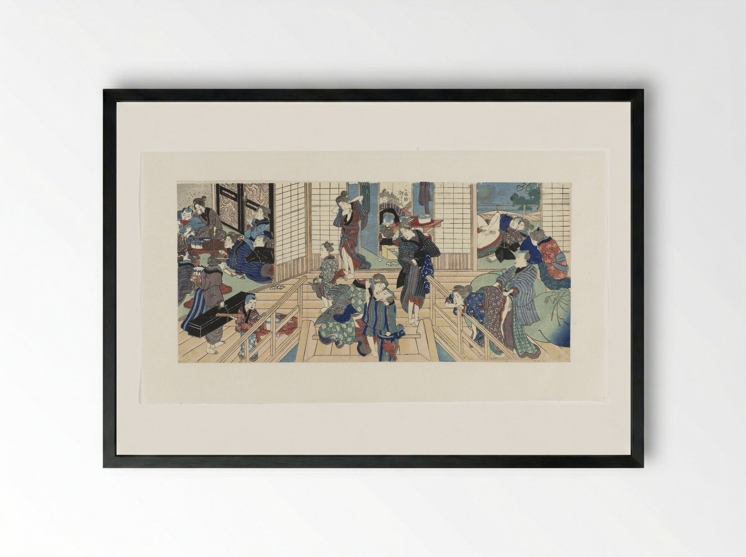 Taferelen in een bordeel - Utagawa Kunisada (I) - Framed Print Black