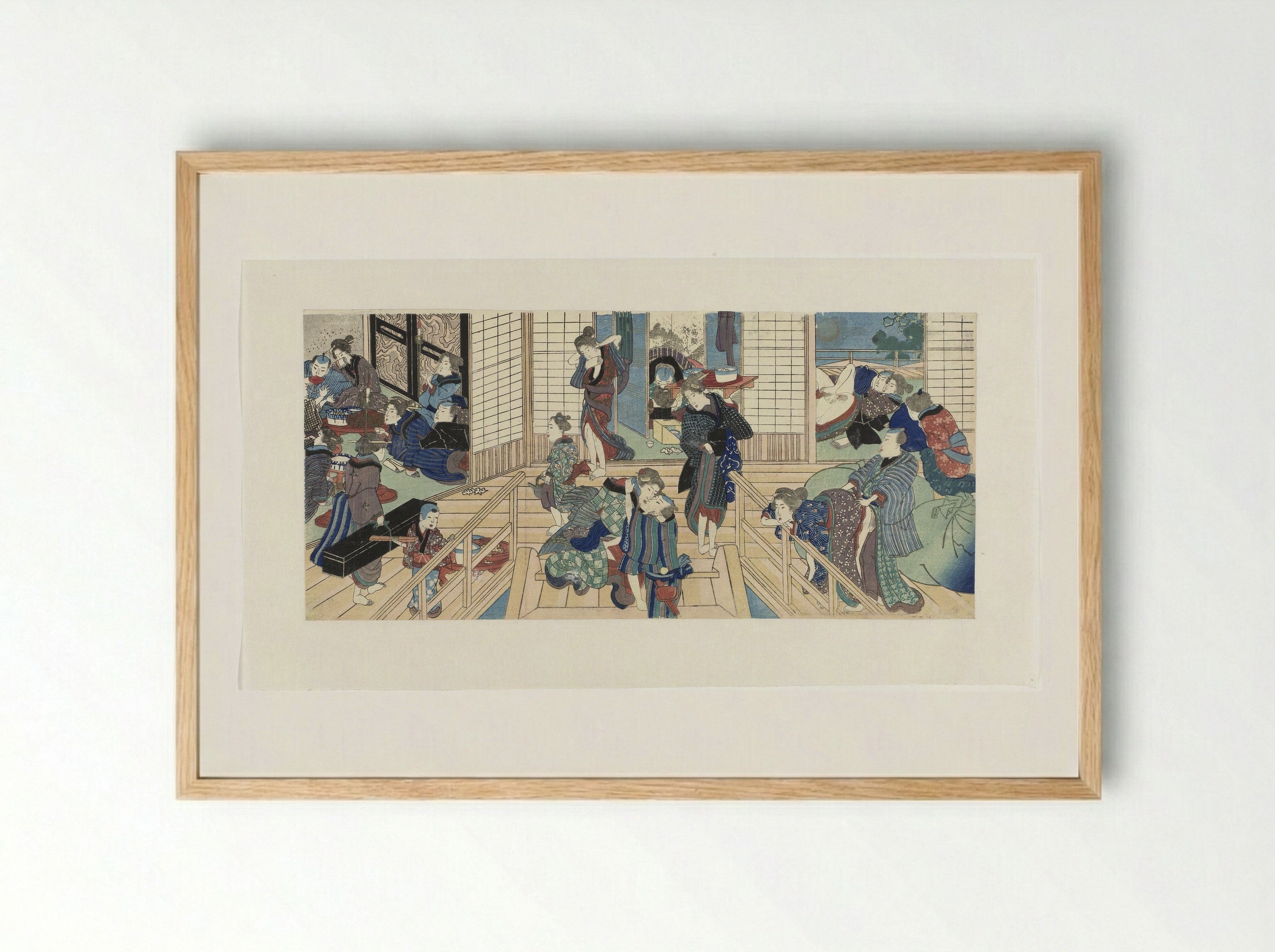 Taferelen in een bordeel - Utagawa Kunisada (I) - Framed Print Wood