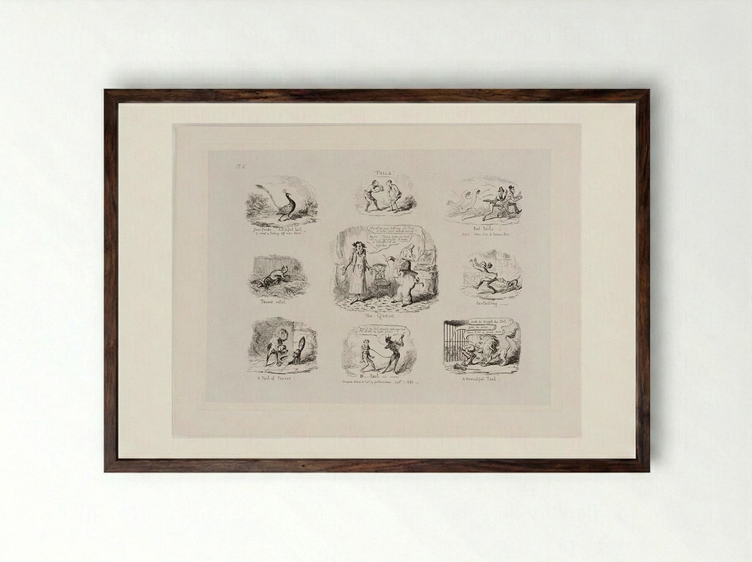 Tails! - George Cruikshank - Framed Print Dark Wood