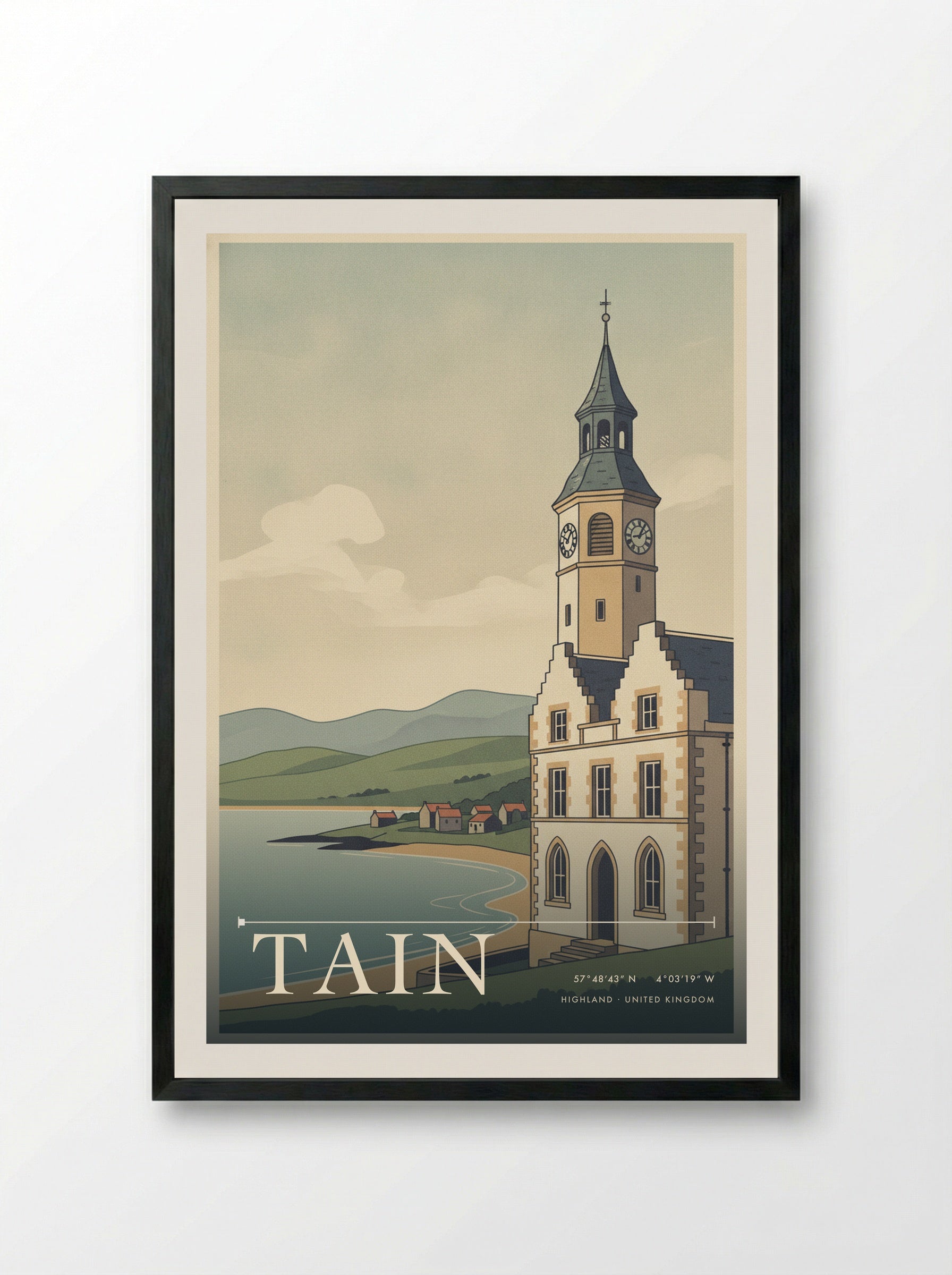 Tain Highland United Kingdom Travel Poster - Framed Print Black